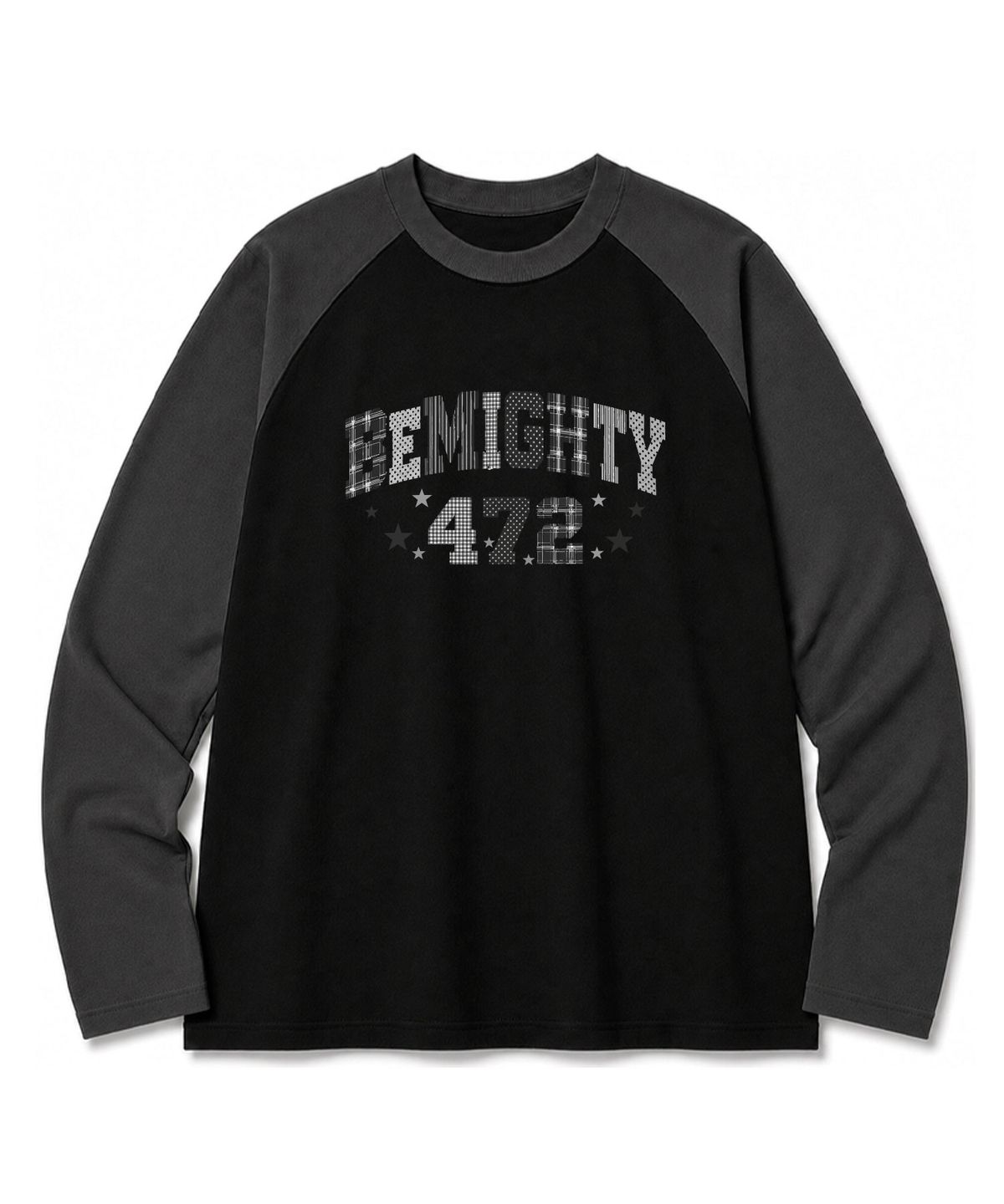 비마이티(BEMIGHTY) 인서트 패턴 로고 오버핏 긴팔라글란 티셔츠