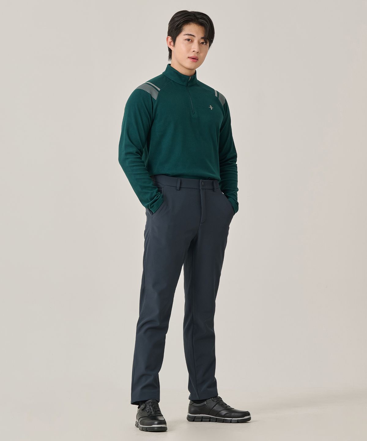 빌트모아(BILTMORE) 남성 소매 프린트 지퍼 마이크로 플리스 후리스 티셔츠