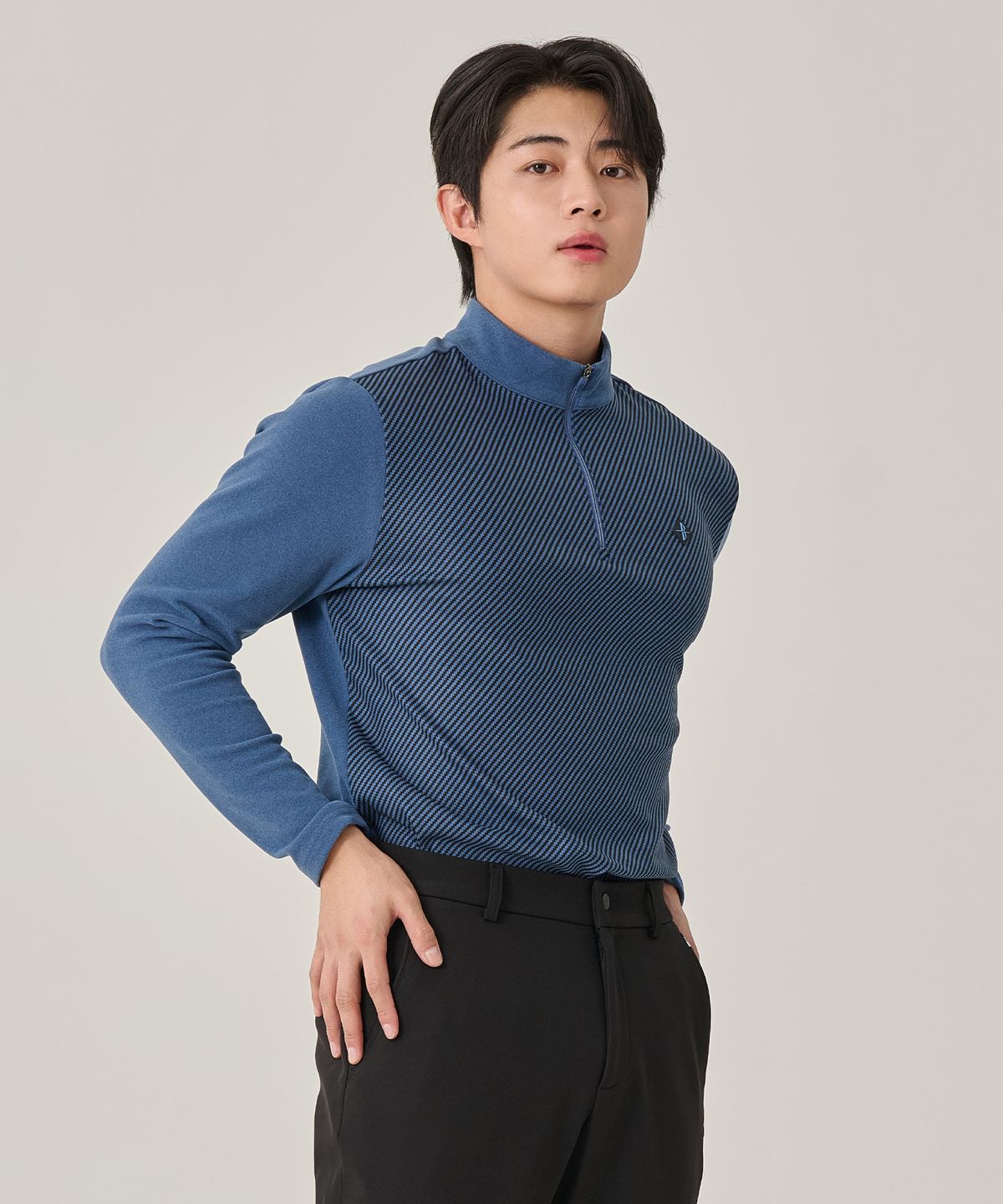 빌트모아(BILTMORE) 남성 앞판 프린트 지퍼 마이크로 플리스 후리스 티셔츠