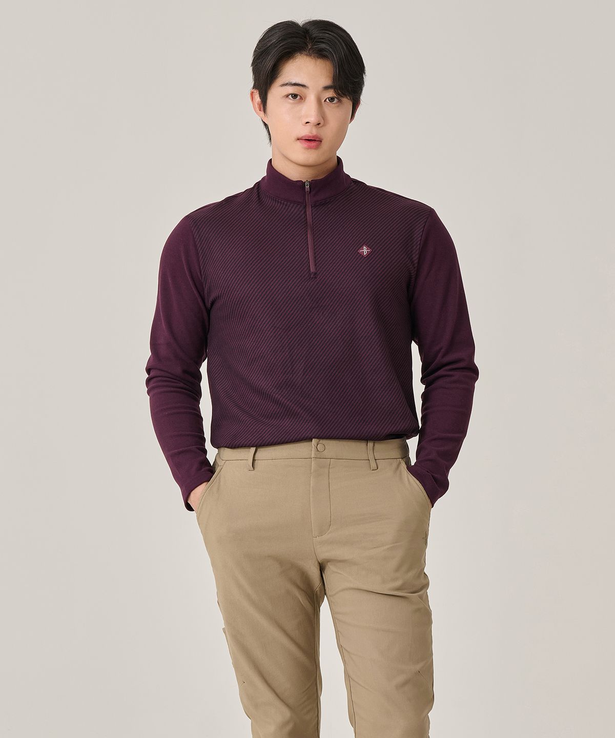 빌트모아(BILTMORE) 남성 앞판 프린트 지퍼 마이크로 플리스 후리스 티셔츠