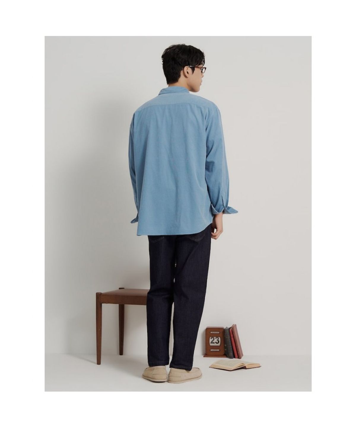빈폴 멘(BEANPOLE MEN) 피그먼트 코듀로이 솔리드 셔츠  스카이 블루