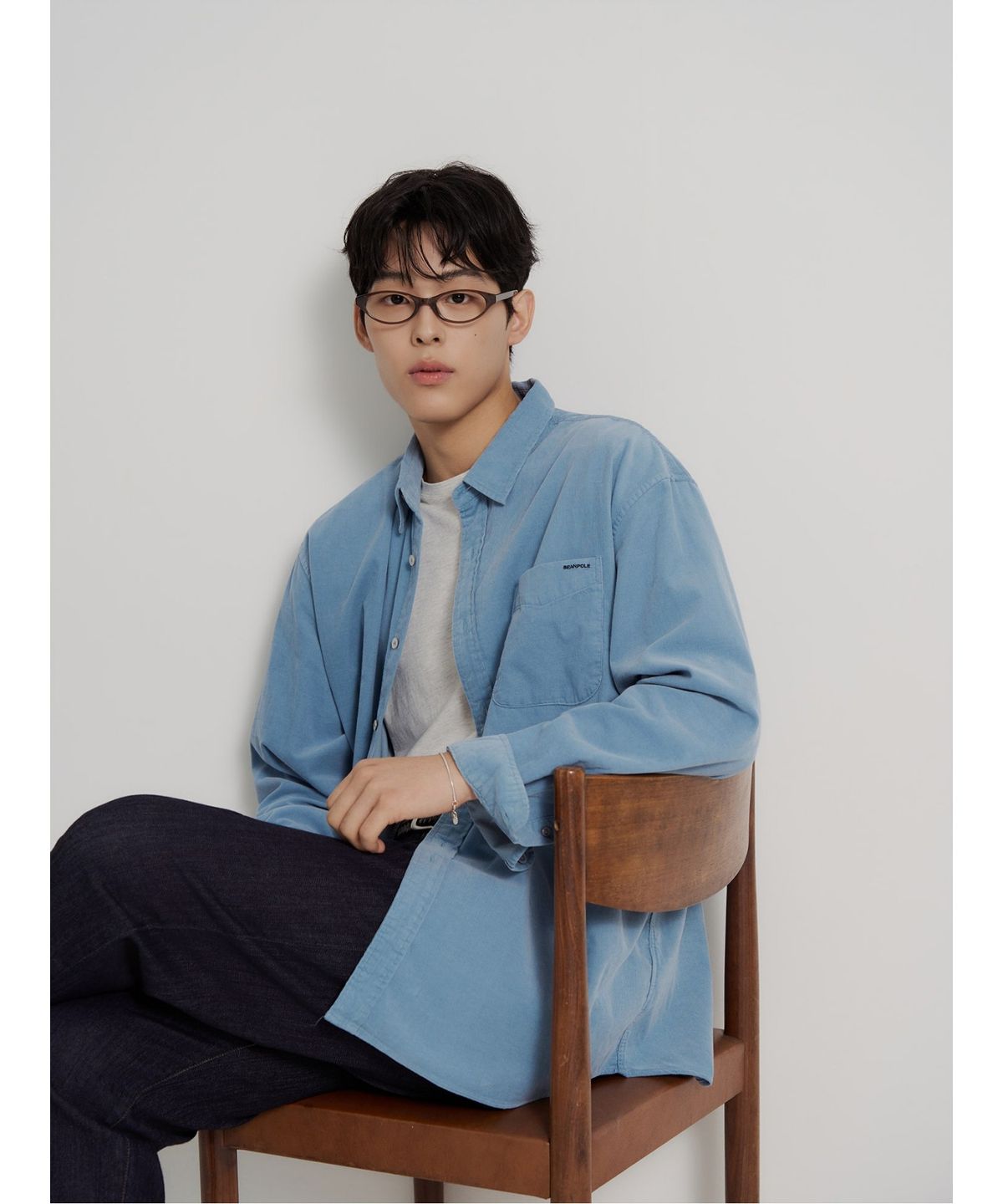 빈폴 멘(BEANPOLE MEN) 피그먼트 코듀로이 솔리드 셔츠  스카이 블루