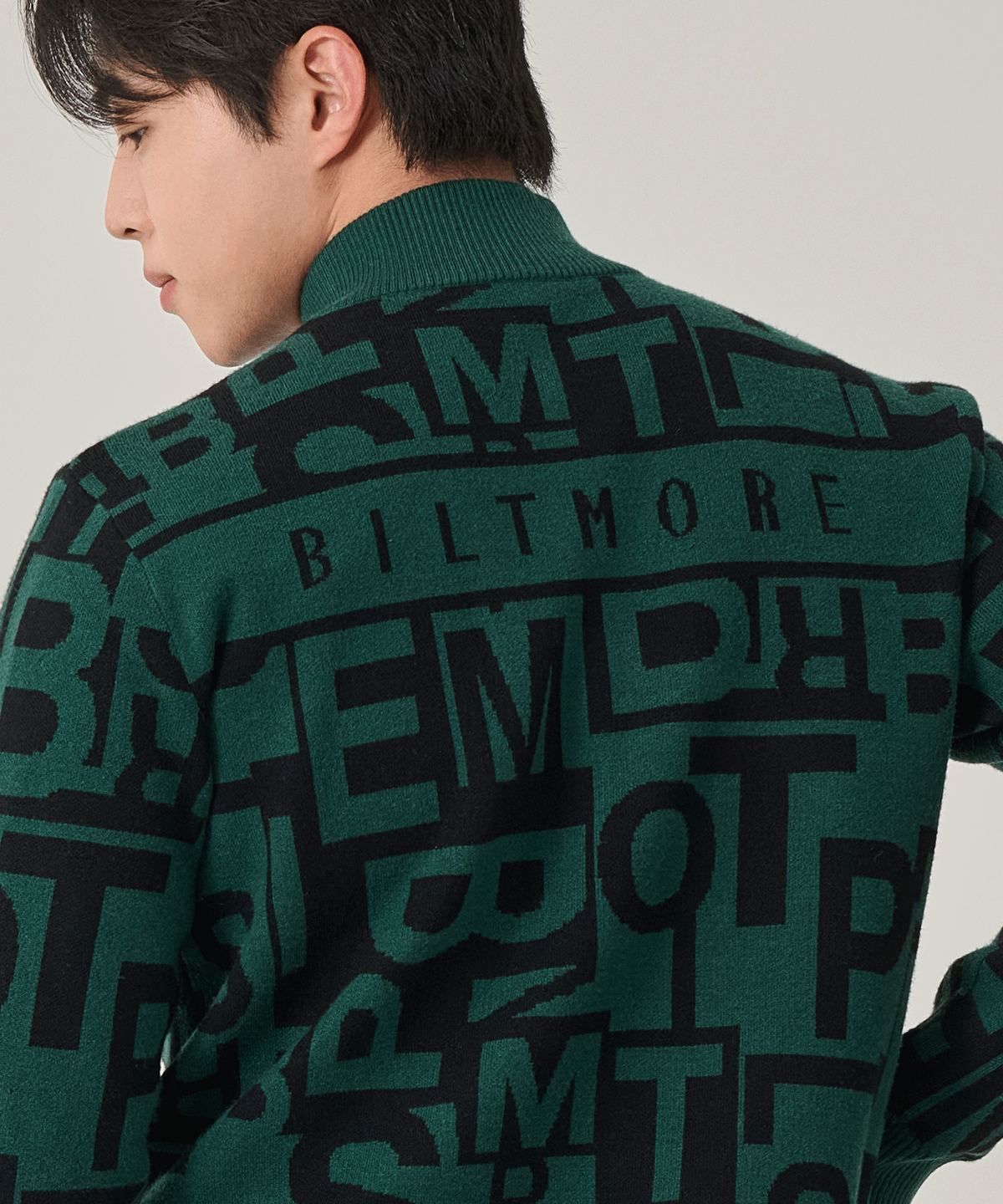 빌트모아(BILTMORE) 남성 로고 방풍 윈드브레이커 하프집업 니트