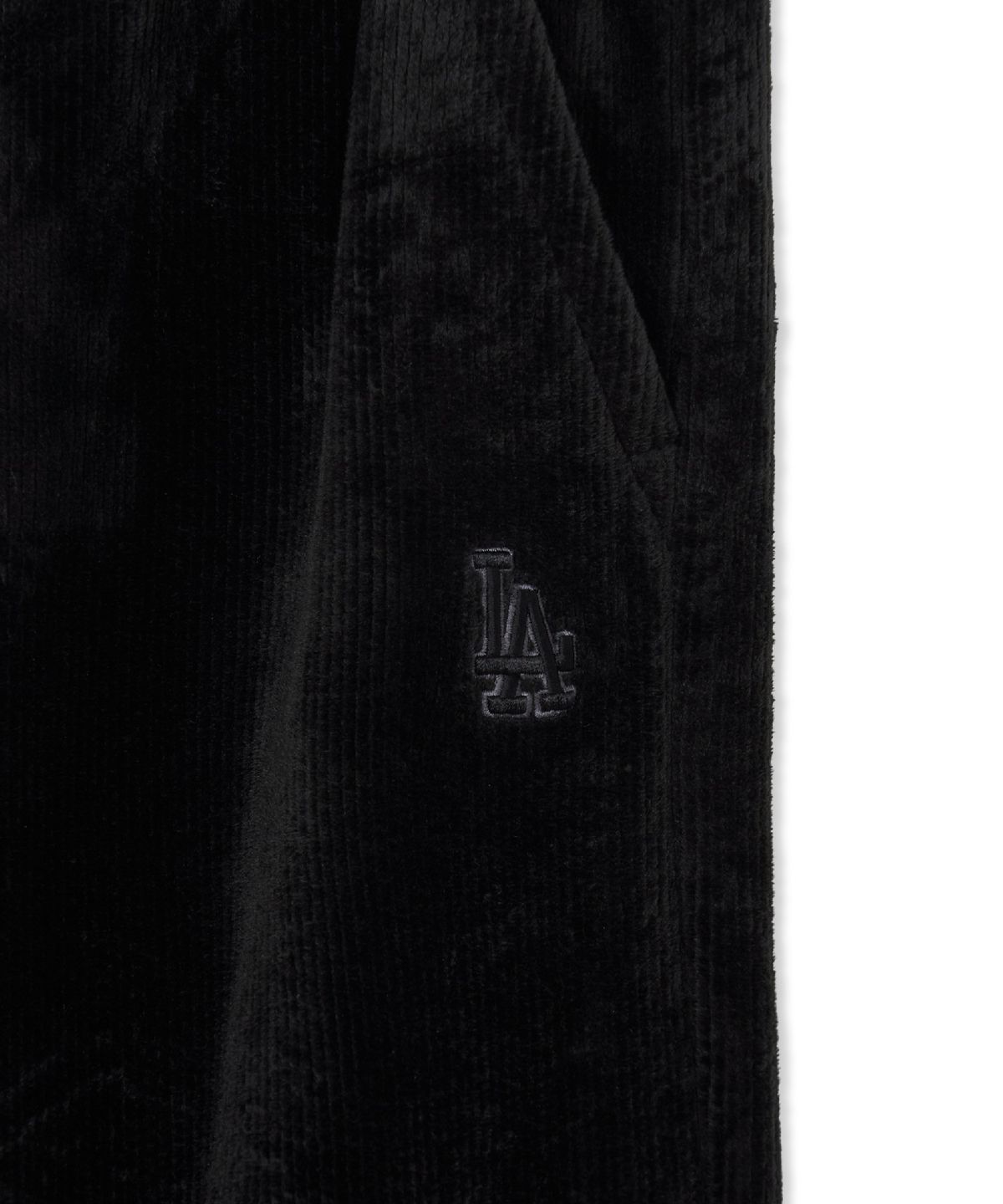 엠엘비(MLB) 여성 베이직 스몰로고 골지 벨로아 세미와이드 팬츠 LA (Black)