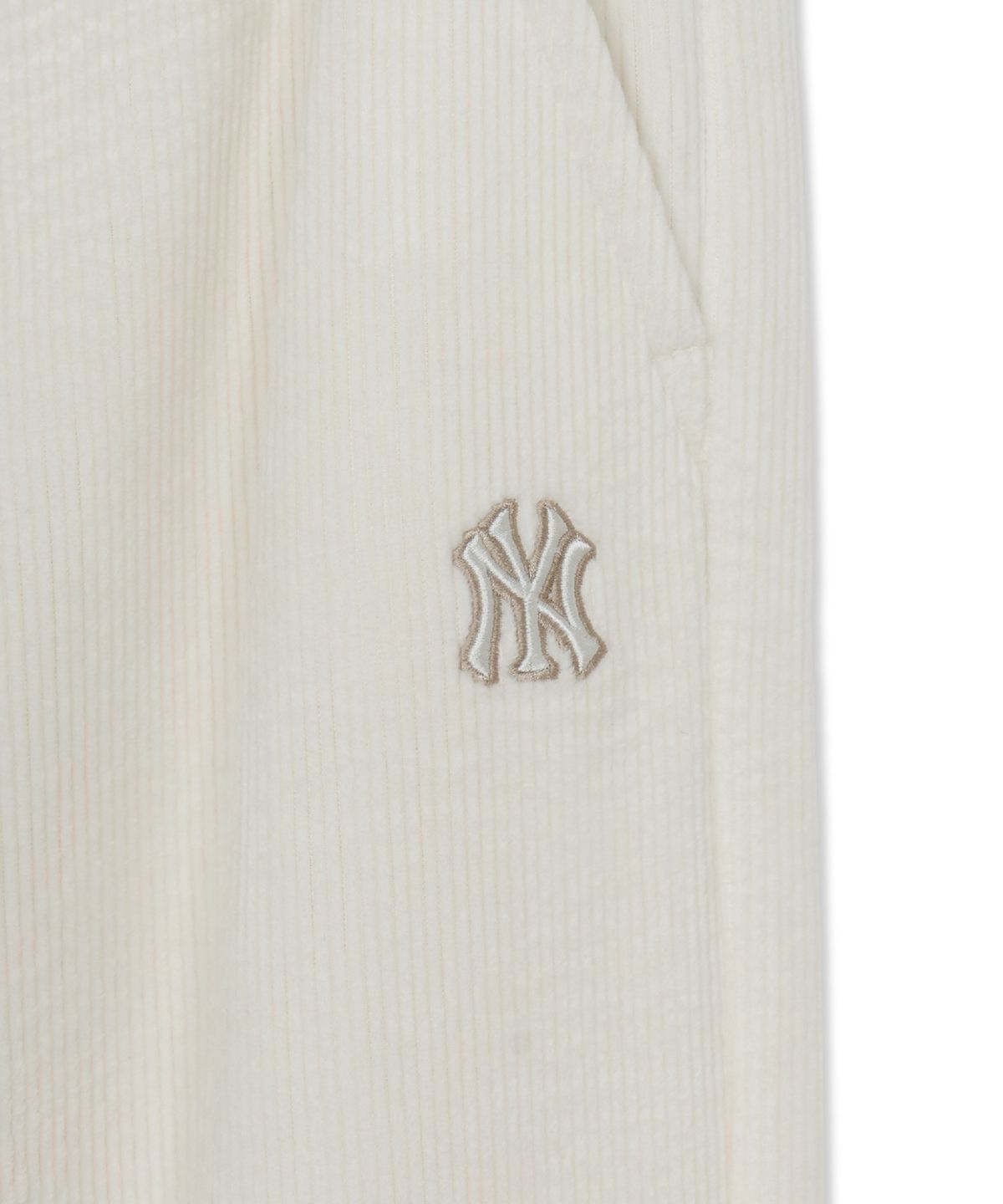 엠엘비(MLB) 여성 베이직 스몰로고 골지 벨로아 세미와이드 팬츠 NY (Cream)