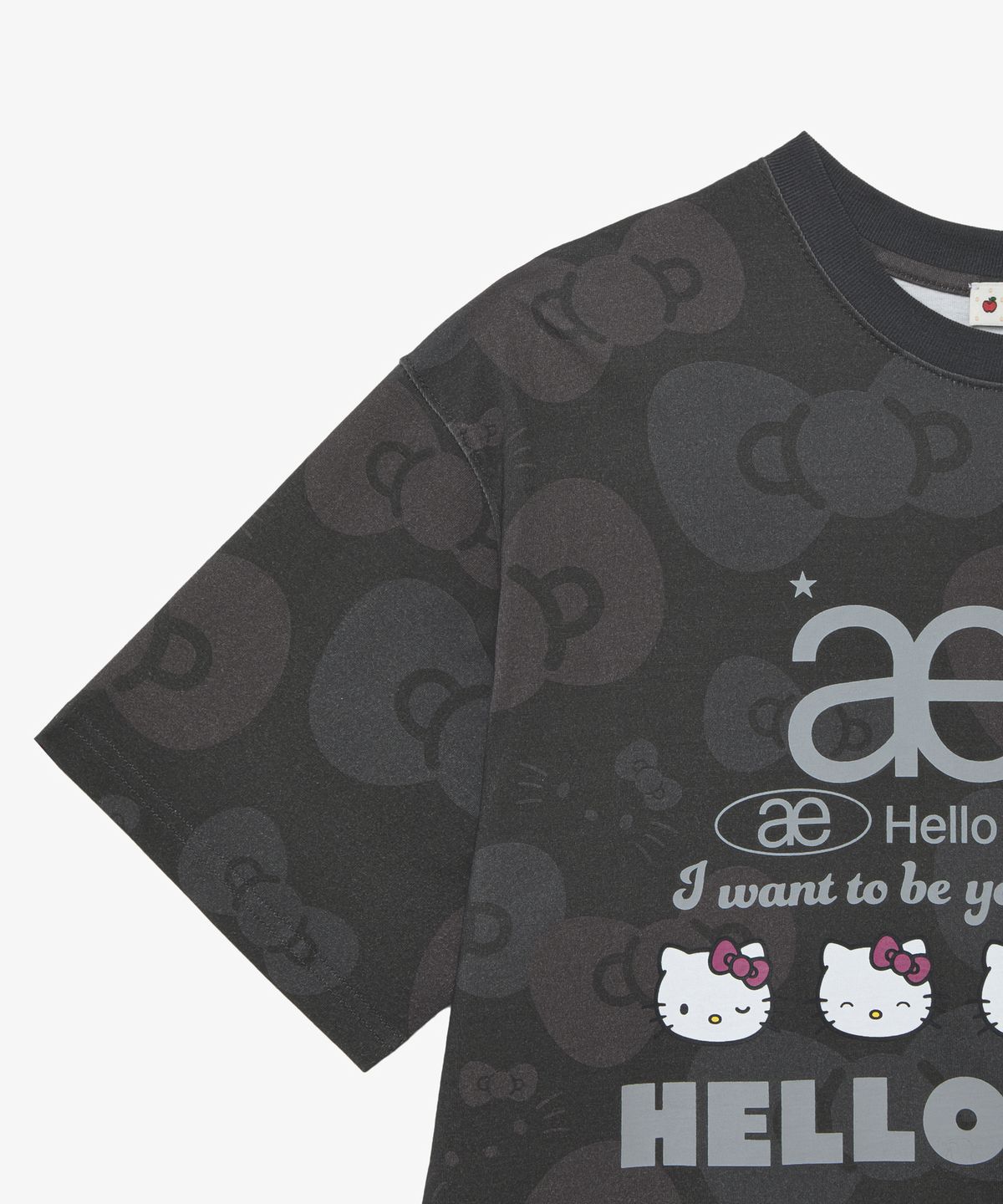 에이이에이이(AEAE) HELLO KITTY WEB LOGO T-SHIRTS [CHARCOAL]