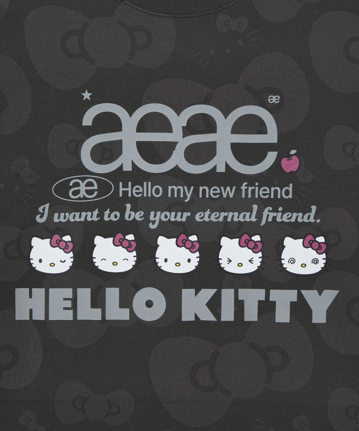 에이이에이이(AEAE) HELLO KITTY WEB LOGO T-SHIRTS [CHARCOAL]