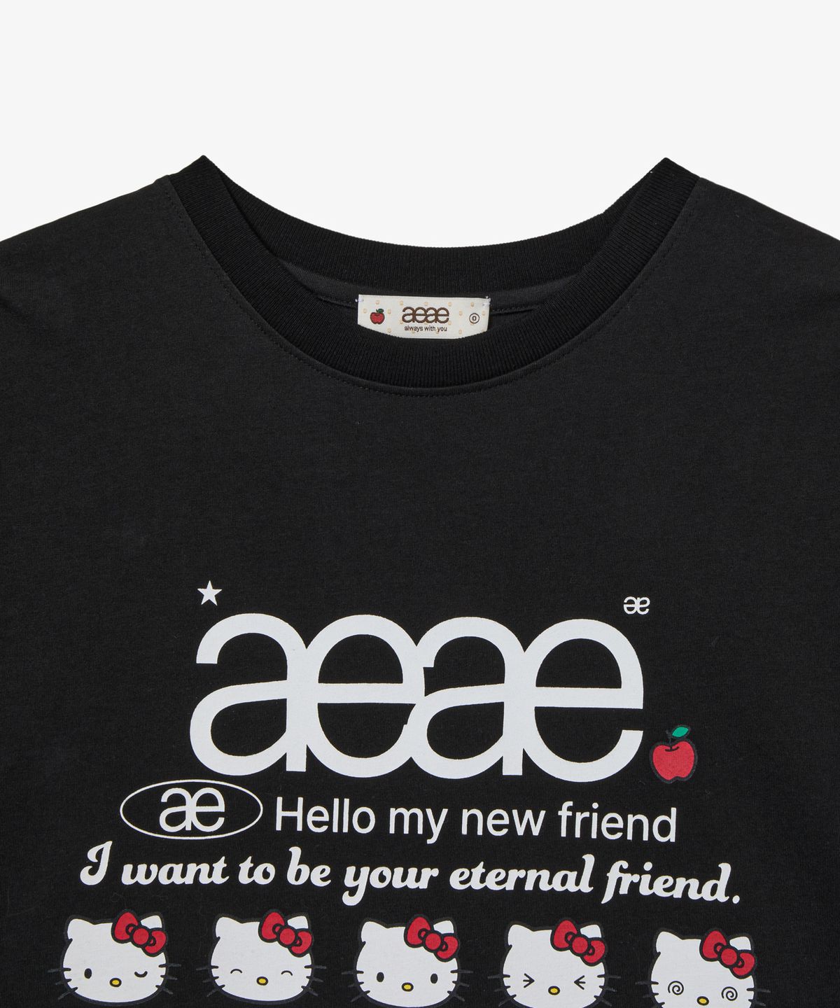 에이이에이이(AEAE) HELLO KITTY WEB LOGO T-SHIRTS [BLACK]