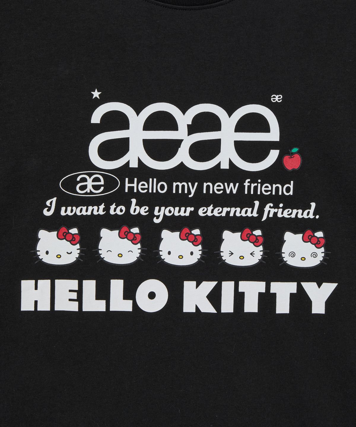 에이이에이이(AEAE) HELLO KITTY WEB LOGO T-SHIRTS [BLACK]