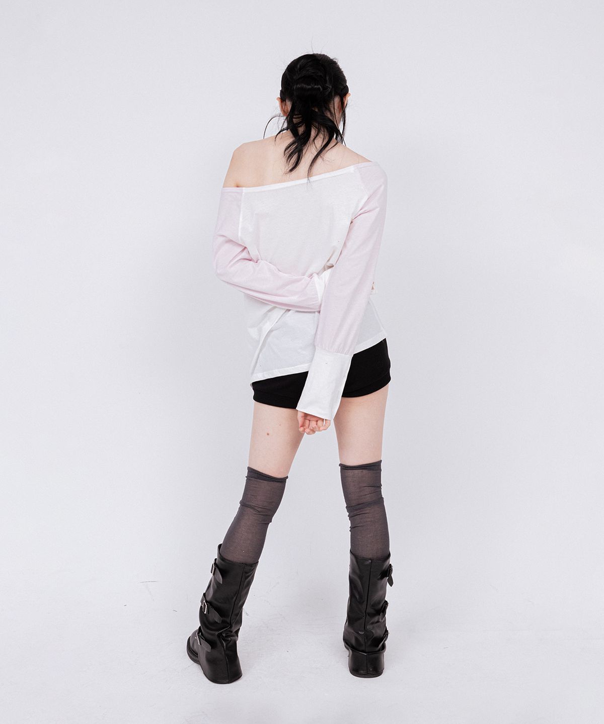벨리아르(BELLIALEU) CUFF POINT RAGLAN TOP BABY PINK