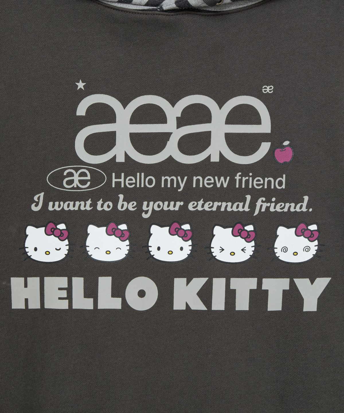 에이이에이이(AEAE) HELLO KITTY WEB LOGO HOODIE [CHARCOAL BROWN]