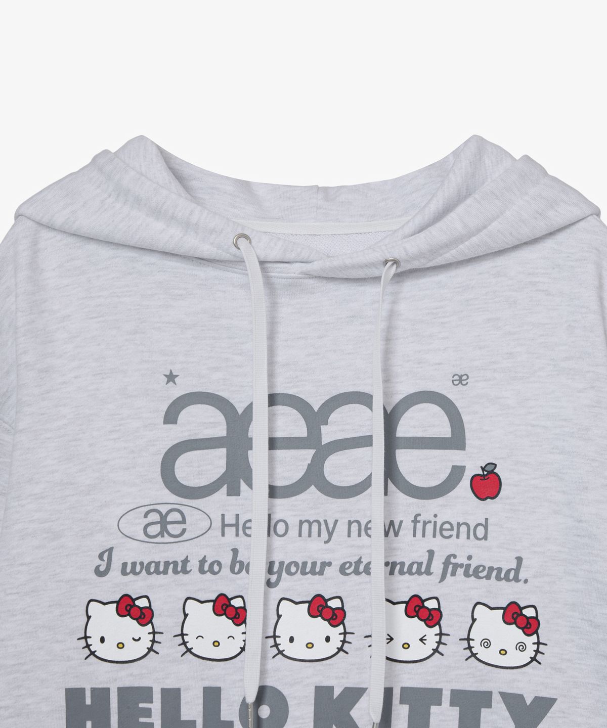 에이이에이이(AEAE) HELLO KITTY WEB LOGO HOODIE [LIGHT GREY]