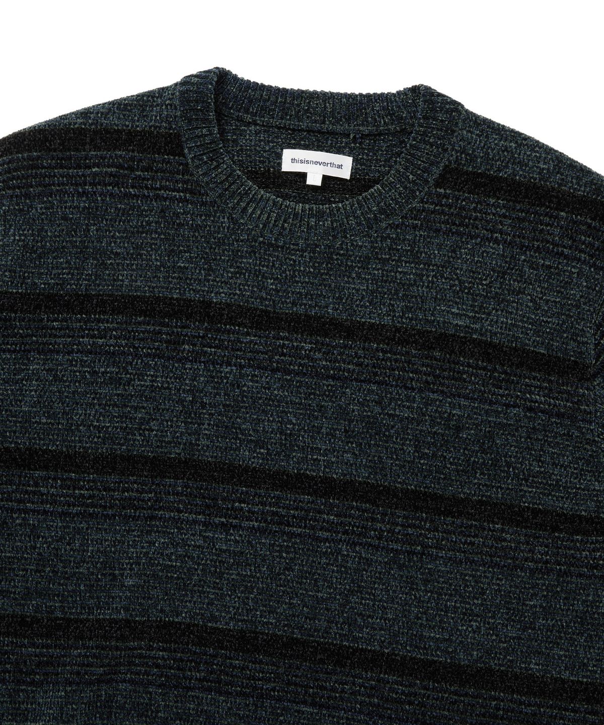 디스이즈네버댓(THISISNEVERTHAT) Striped Velvet Knit Sweater Dark Navy