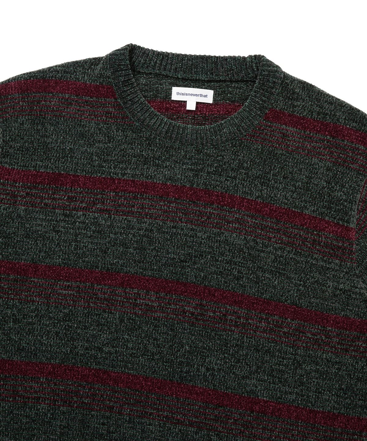디스이즈네버댓(THISISNEVERTHAT) Striped Velvet Knit Sweater Dark Green