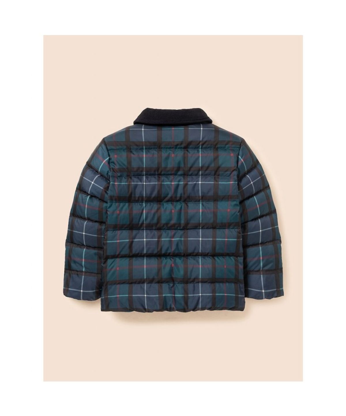 빈폴 키즈(BEANPOLE KIDS) 헤릿체크 포인트 한줌 칼라넥 경량 덕다운 숏패딩  네이비 (BI6938U13R)