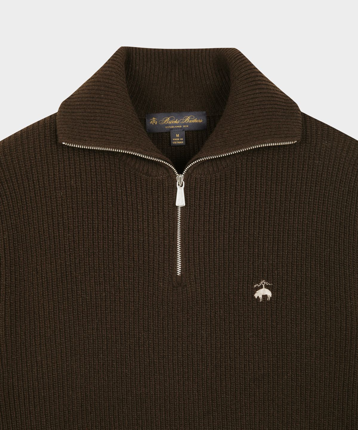 브룩스 브라더스(BROOKS BROTHERS) 텍스처 조직 하프 집업 스웨터 (브라운) (BBWZMOG423)
