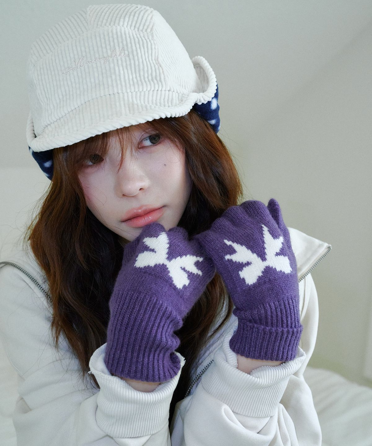 올인컴플리트(ALLINCOMPLETE) 리본 울 글러브 (퍼플)
