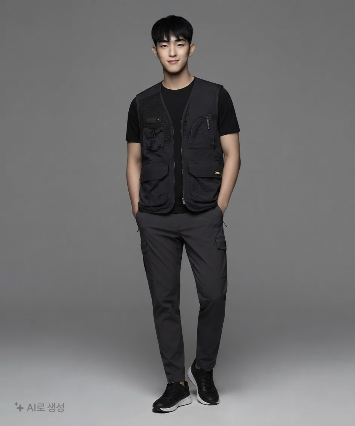 내셔널지오그래픽(NATIONALGEOGRAPHIC) N232MVT020 메쉬 V넥 베스트 CARBON 100
