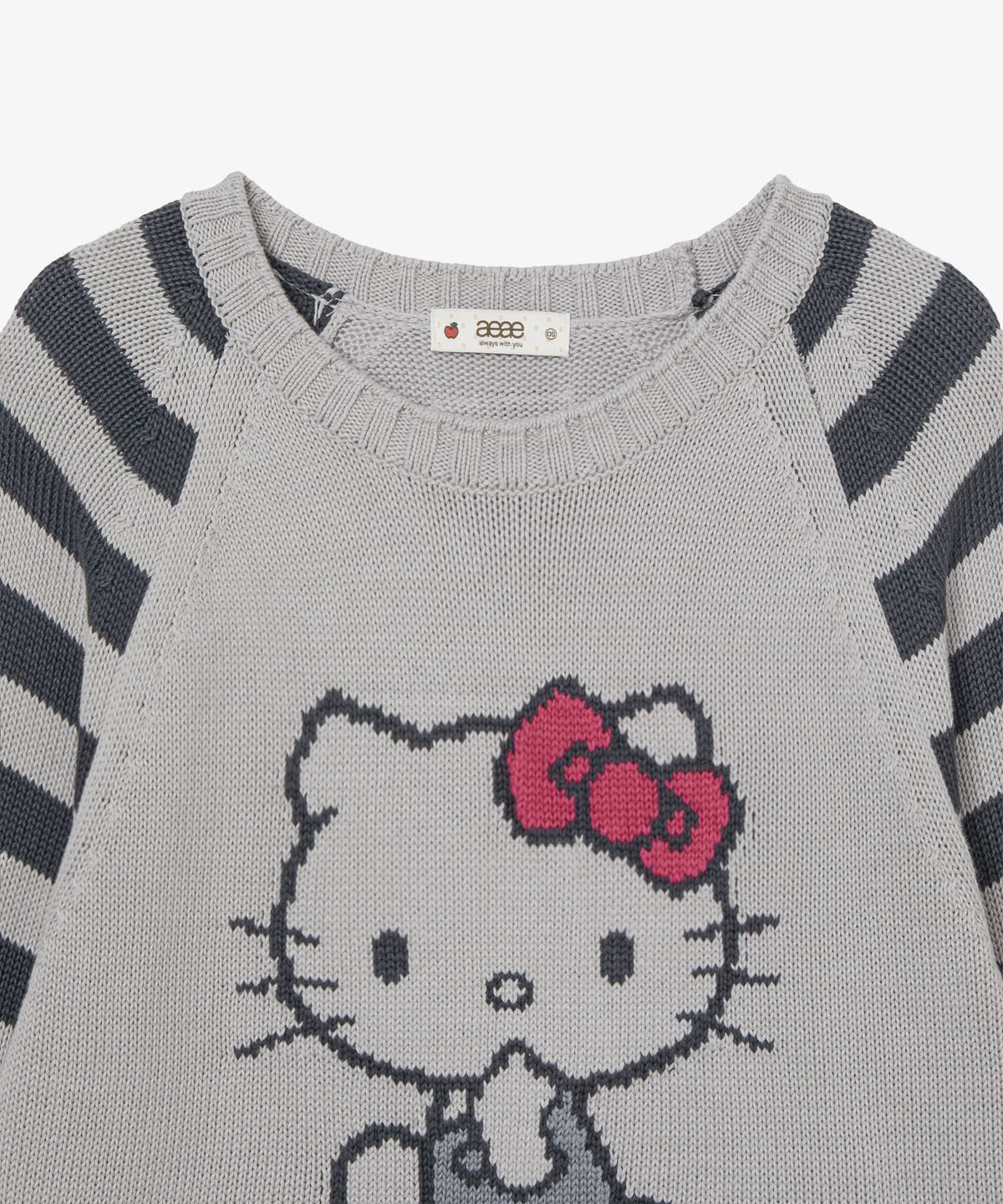 에이이에이이(AEAE) HELLO KITTY NERDY STRIPE RAGLAN KNIT [GREY]