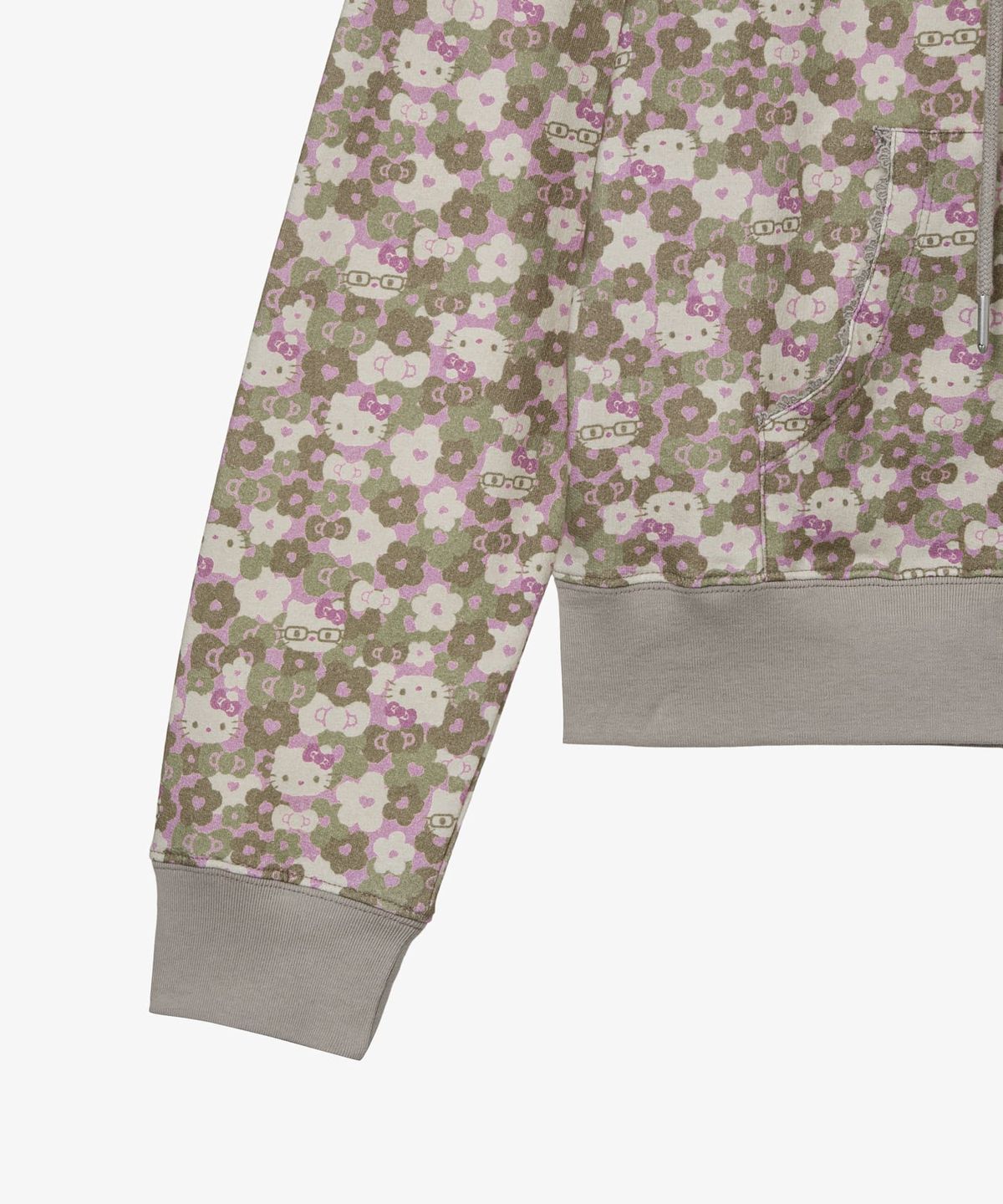 에이이에이이(AEAE) HELLO KITTY PATTERN ZIP UP HOODIE [KHAKI]