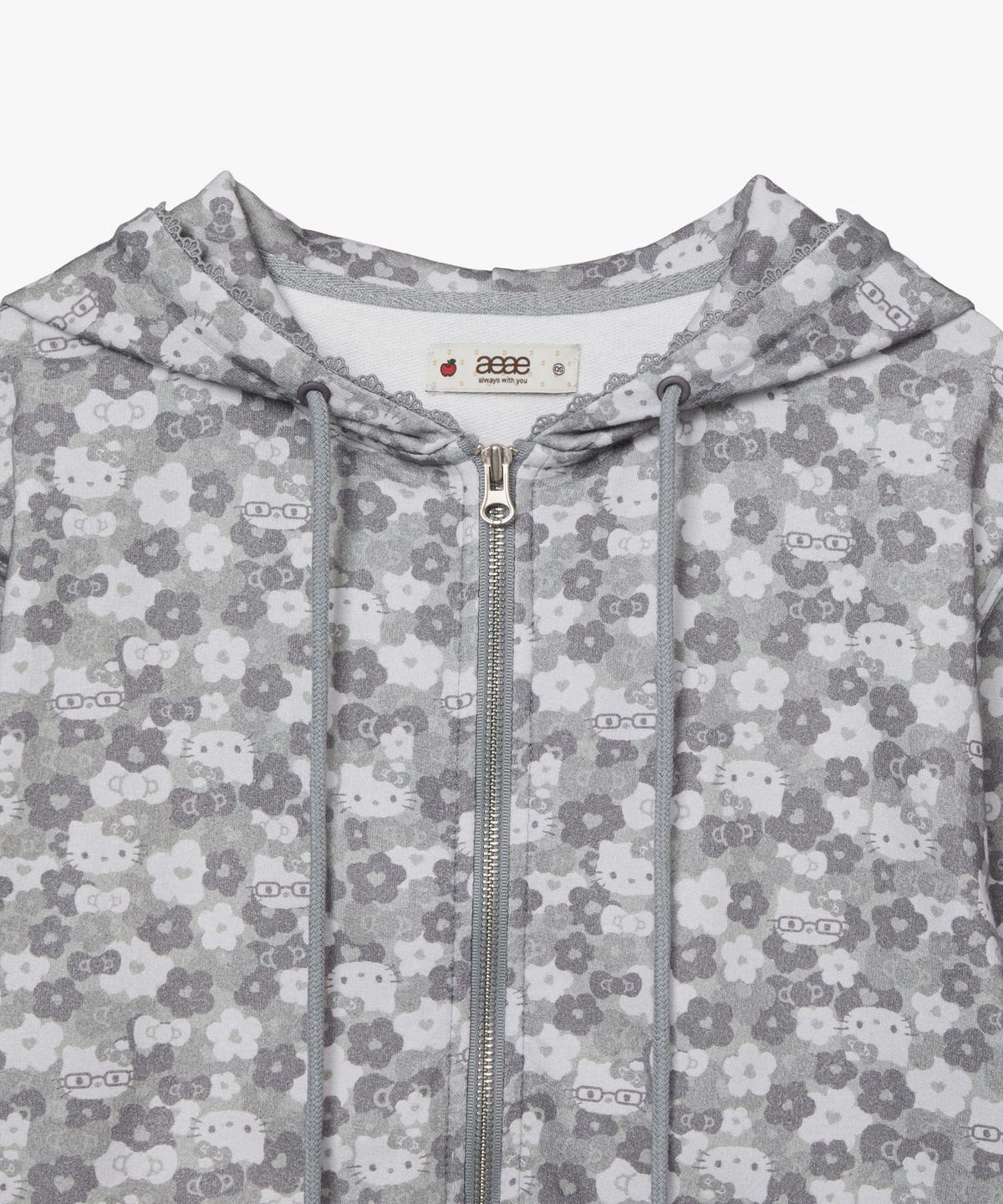 에이이에이이(AEAE) HELLO KITTY PATTERN ZIP UP HOODIE [GREY]