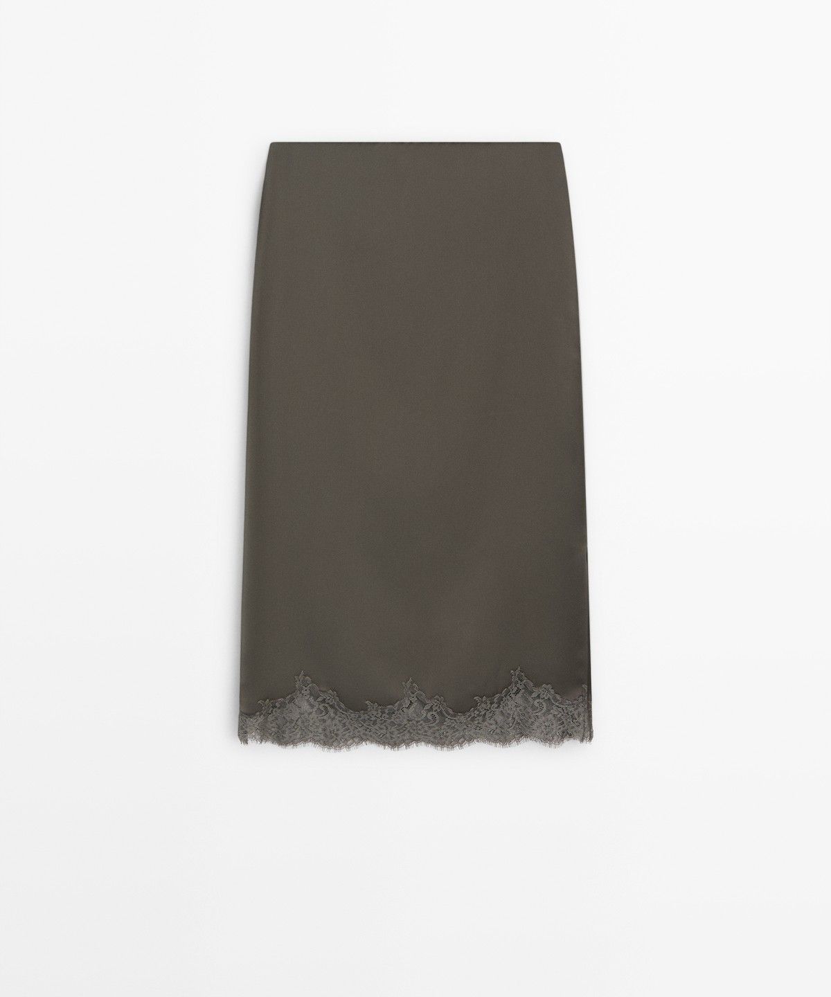 마시모두띠(MASSIMO DUTTI) 레이스 새틴 미디 스커트