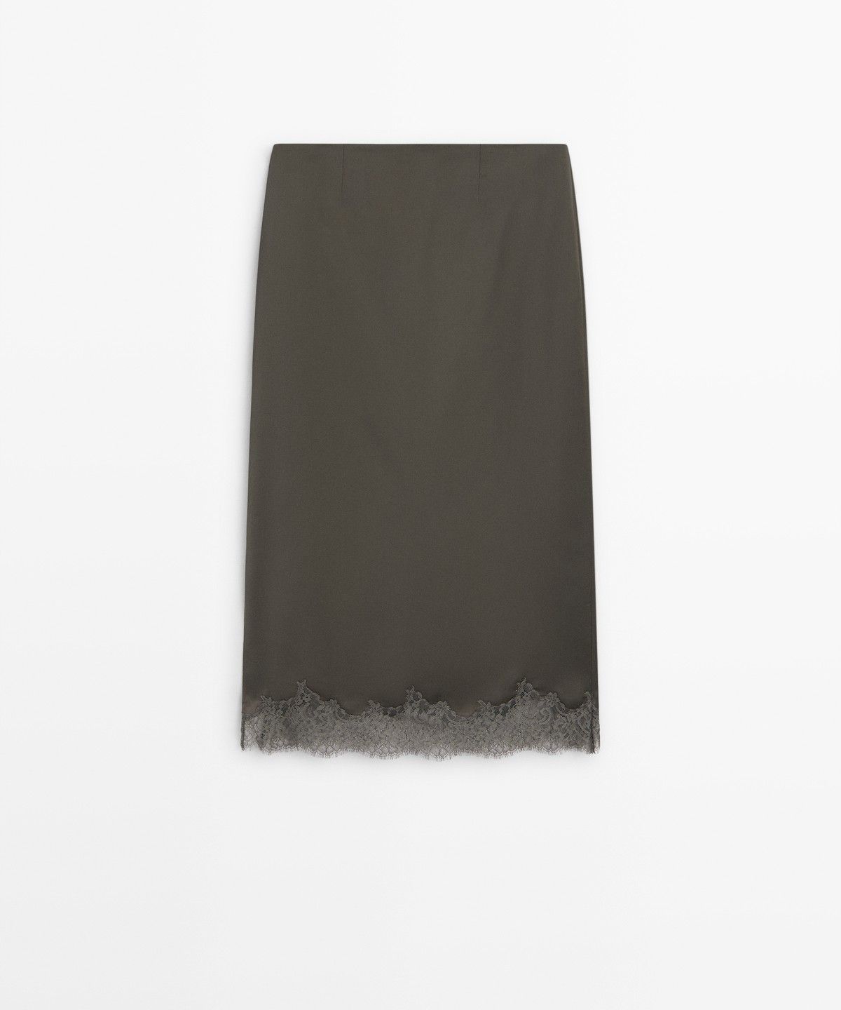 마시모두띠(MASSIMO DUTTI) 레이스 새틴 미디 스커트