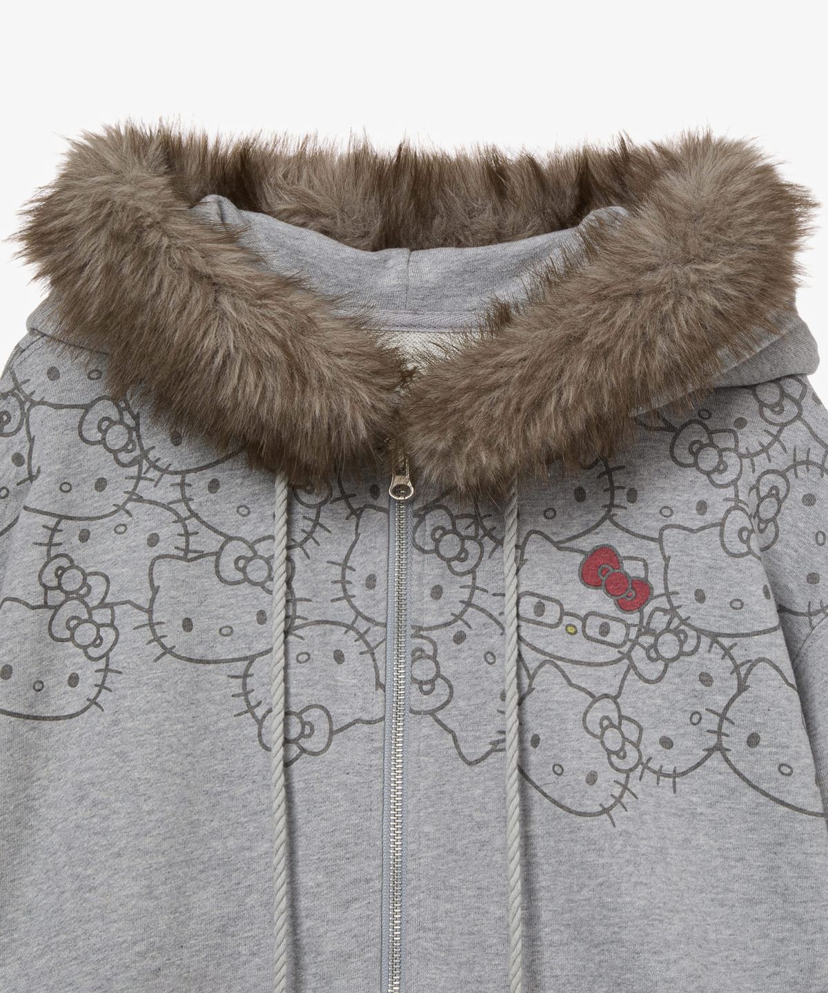 에이이에이이(AEAE) HELLO KITTY FUR ZIP UP HOODIE [MELANGE GREY]