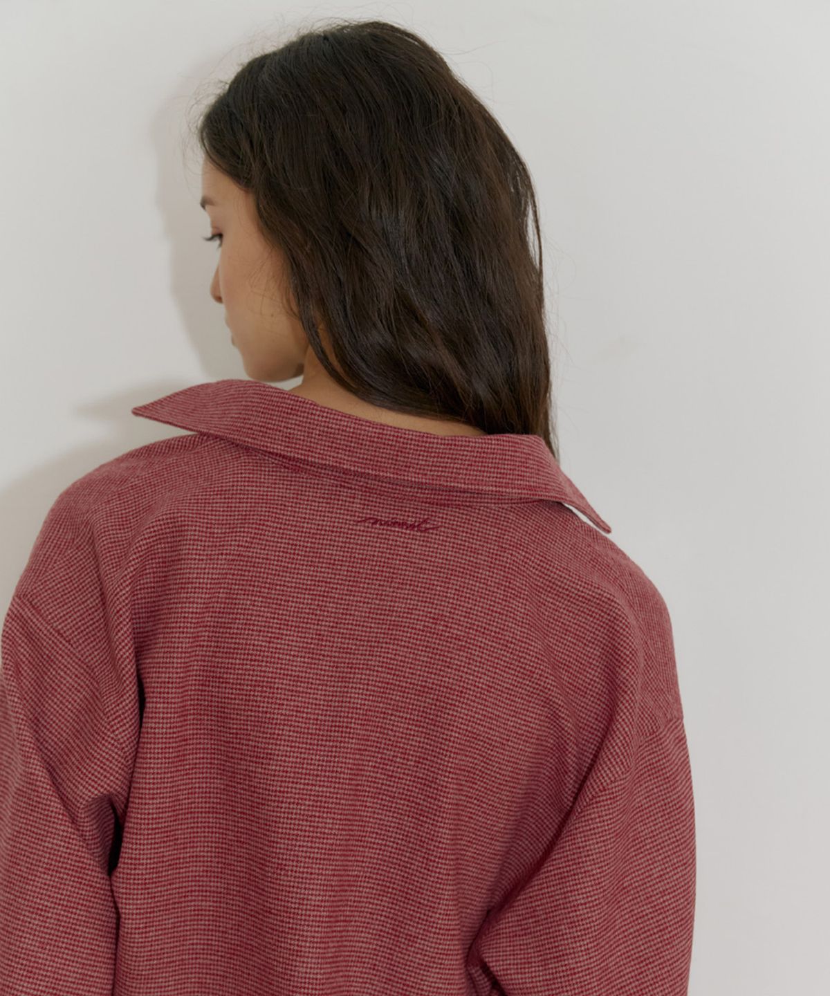 닌닛(NINNIT) 2way pincheck wrap blouse (RED)