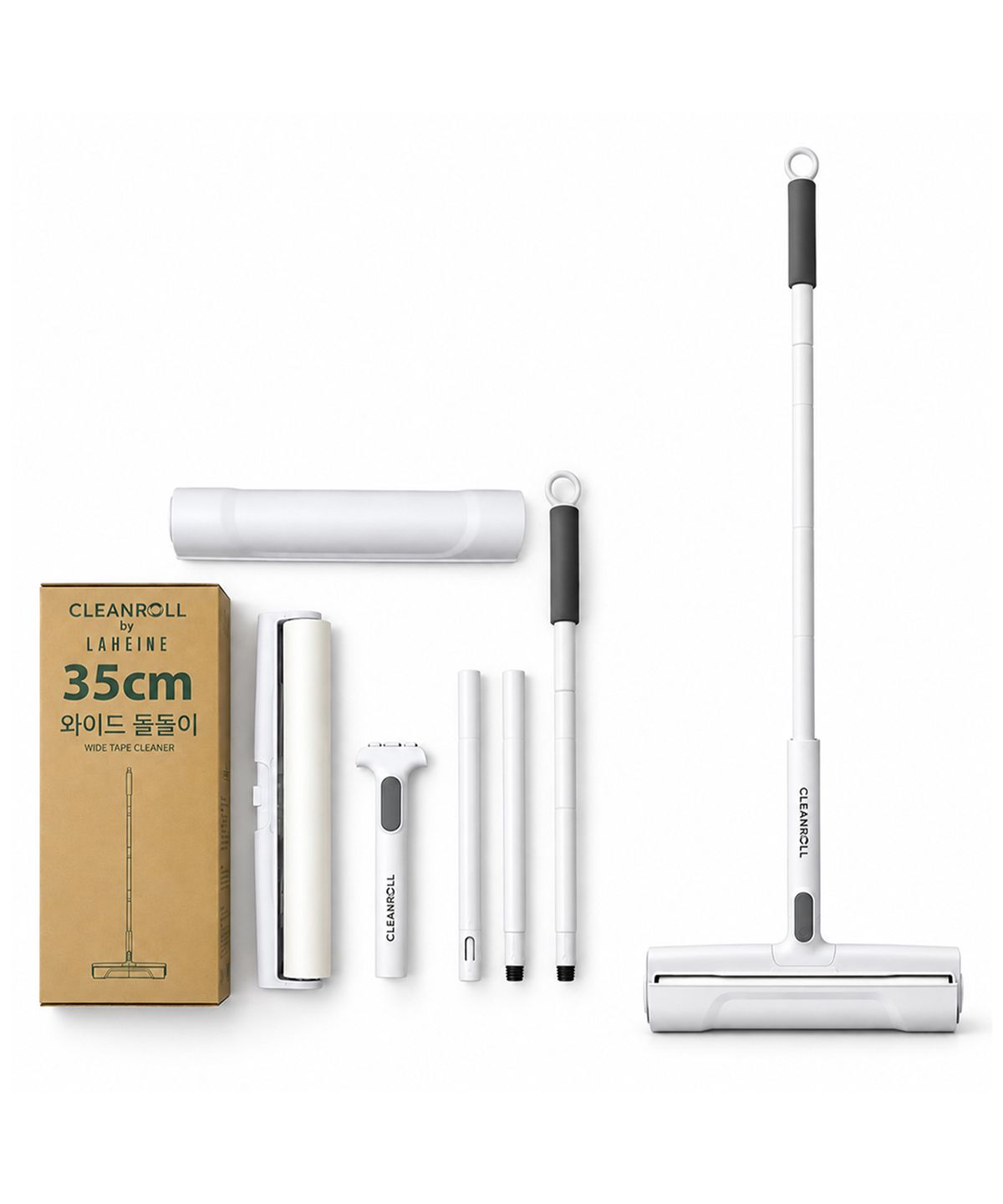 크린롤(CLEANROLL) 원터치 초대형 와이드 35cm 돌돌이 테이프클리너 롤크리너 사선컷팅 대형+리필 60매x1롤