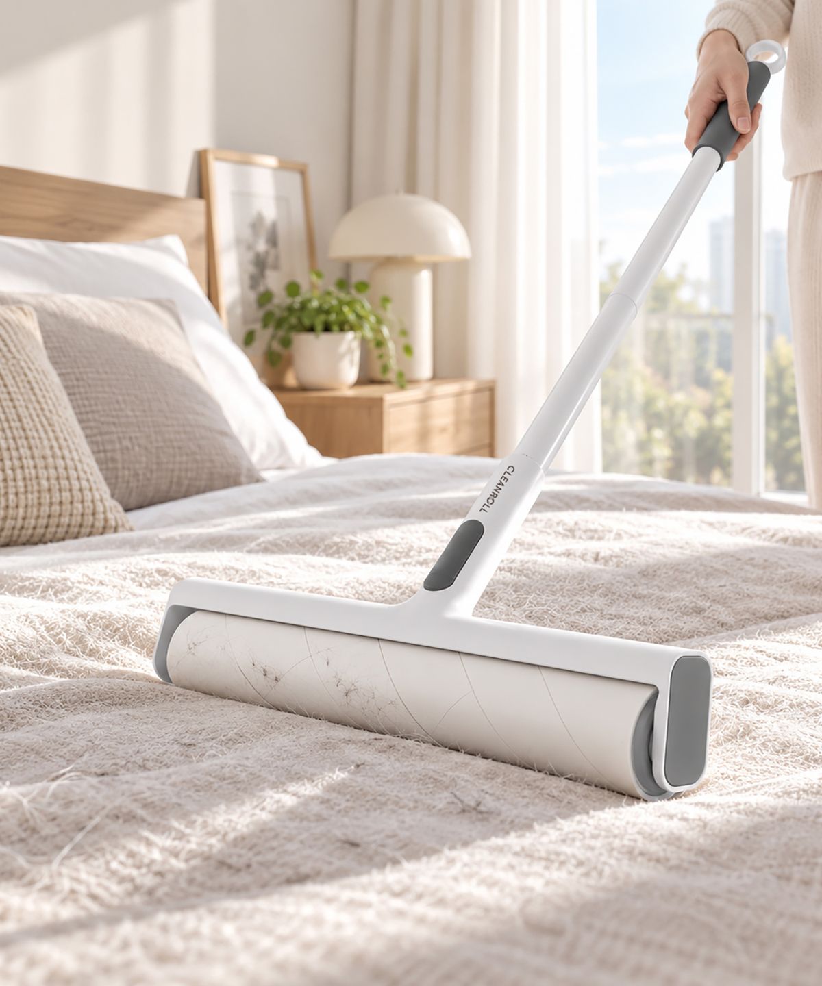 크린롤(CLEANROLL) 원터치 초대형 와이드 35cm 돌돌이 테이프클리너 롤크리너 사선컷팅 대형+리필 60매x1롤