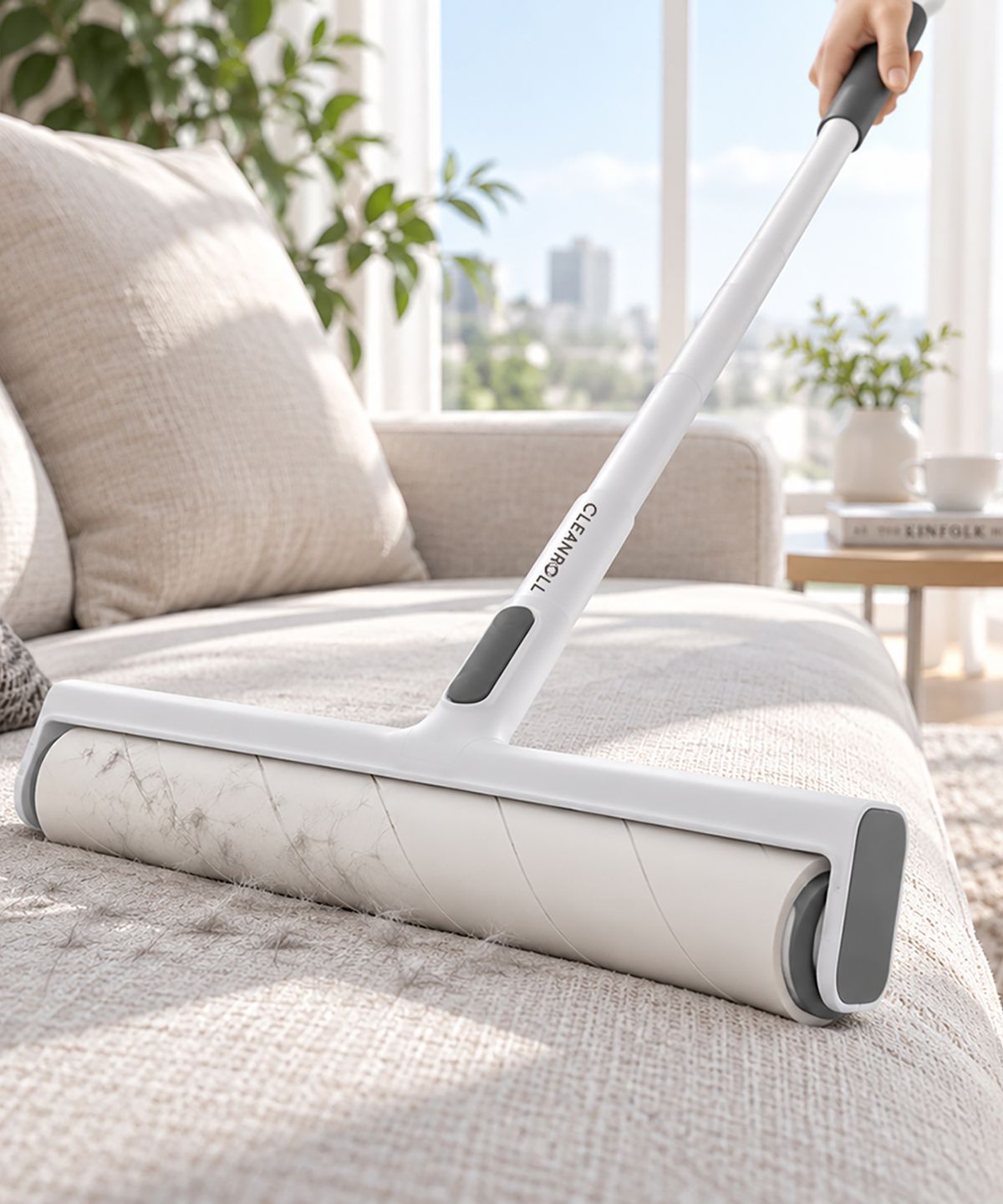 크린롤(CLEANROLL) 원터치 초대형 와이드 35cm 돌돌이 테이프클리너 롤크리너 사선컷팅 대형+리필 60매x1롤