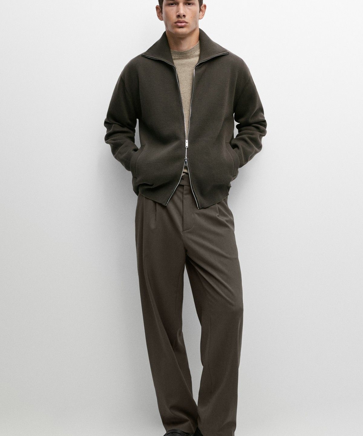 마시모두띠(MASSIMO DUTTI) 100% 코튼 집업 니트 가디건