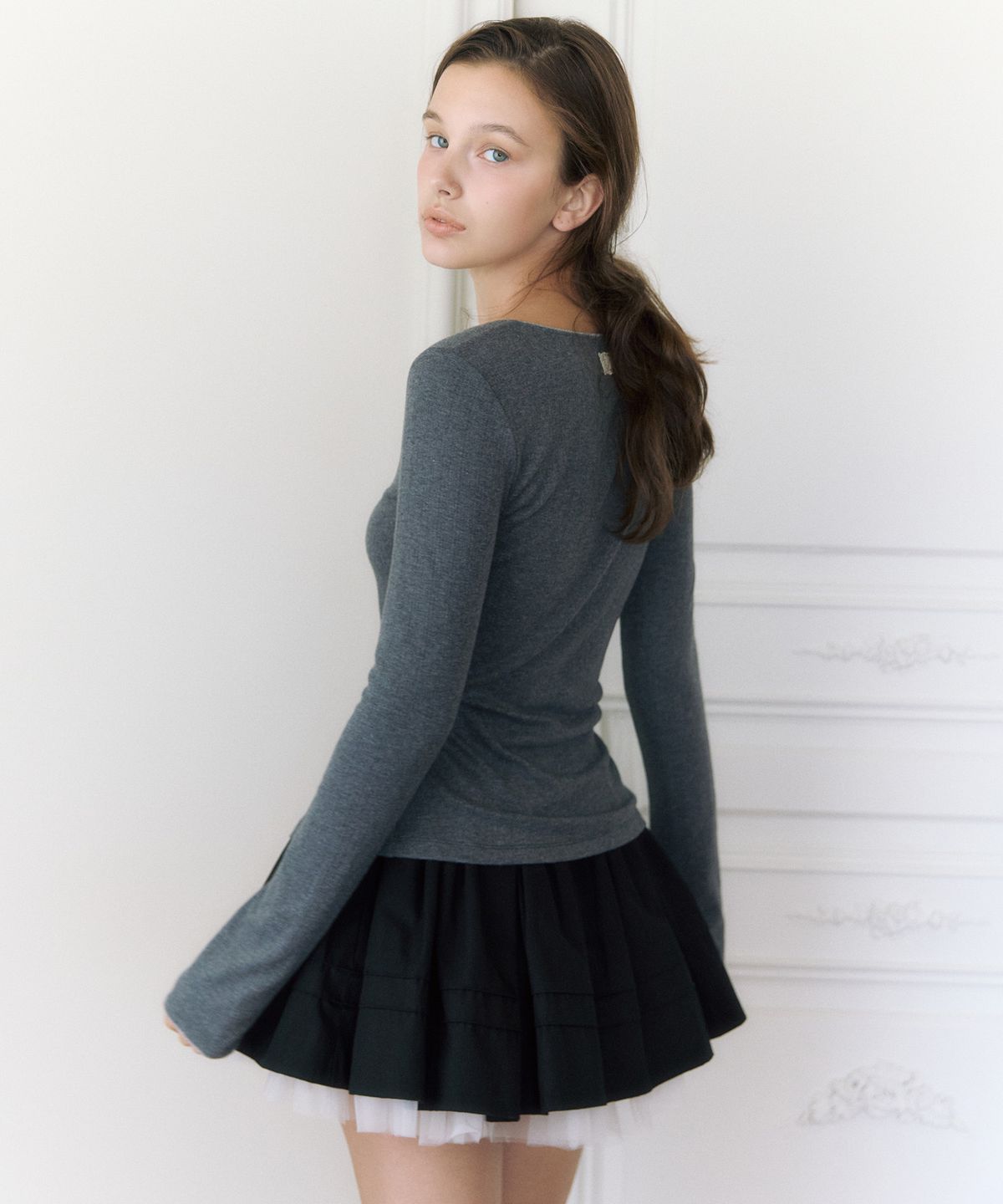 더티스(THETIS) CREAM BALLET RIBBON SKIRT_TT6W502BK