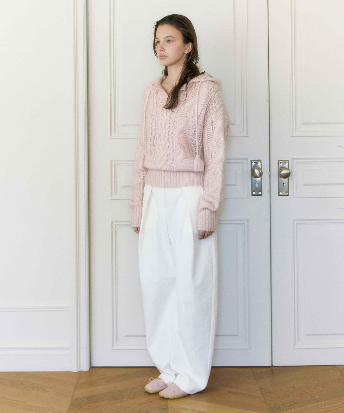 더티스(THETIS) RIBBON WELT TUCK SLACKS_TT6W401IV