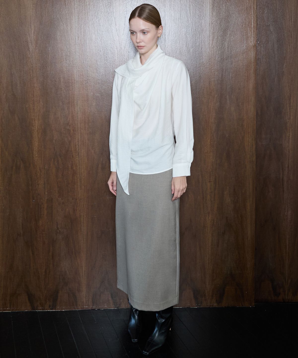 누토프(NUTOFFE) Drape Tie Blouse_Ivory