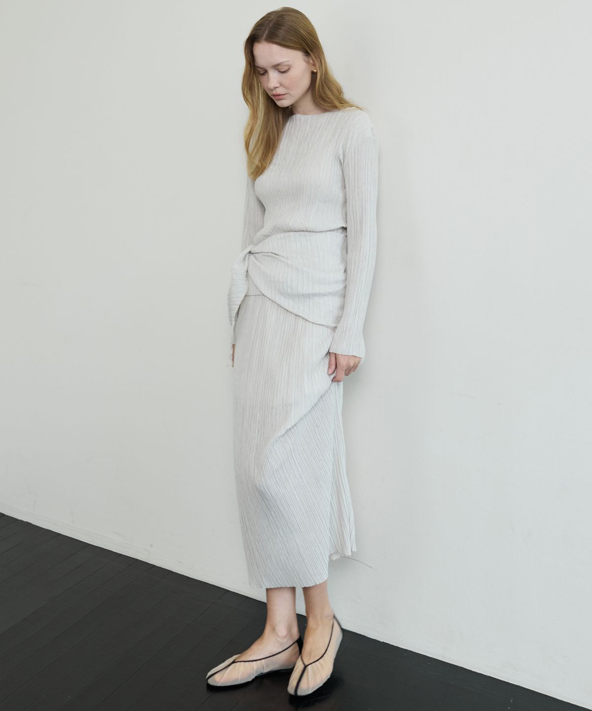 누토프(NUTOFFE) Pleated layer Set_Sand Ivory
