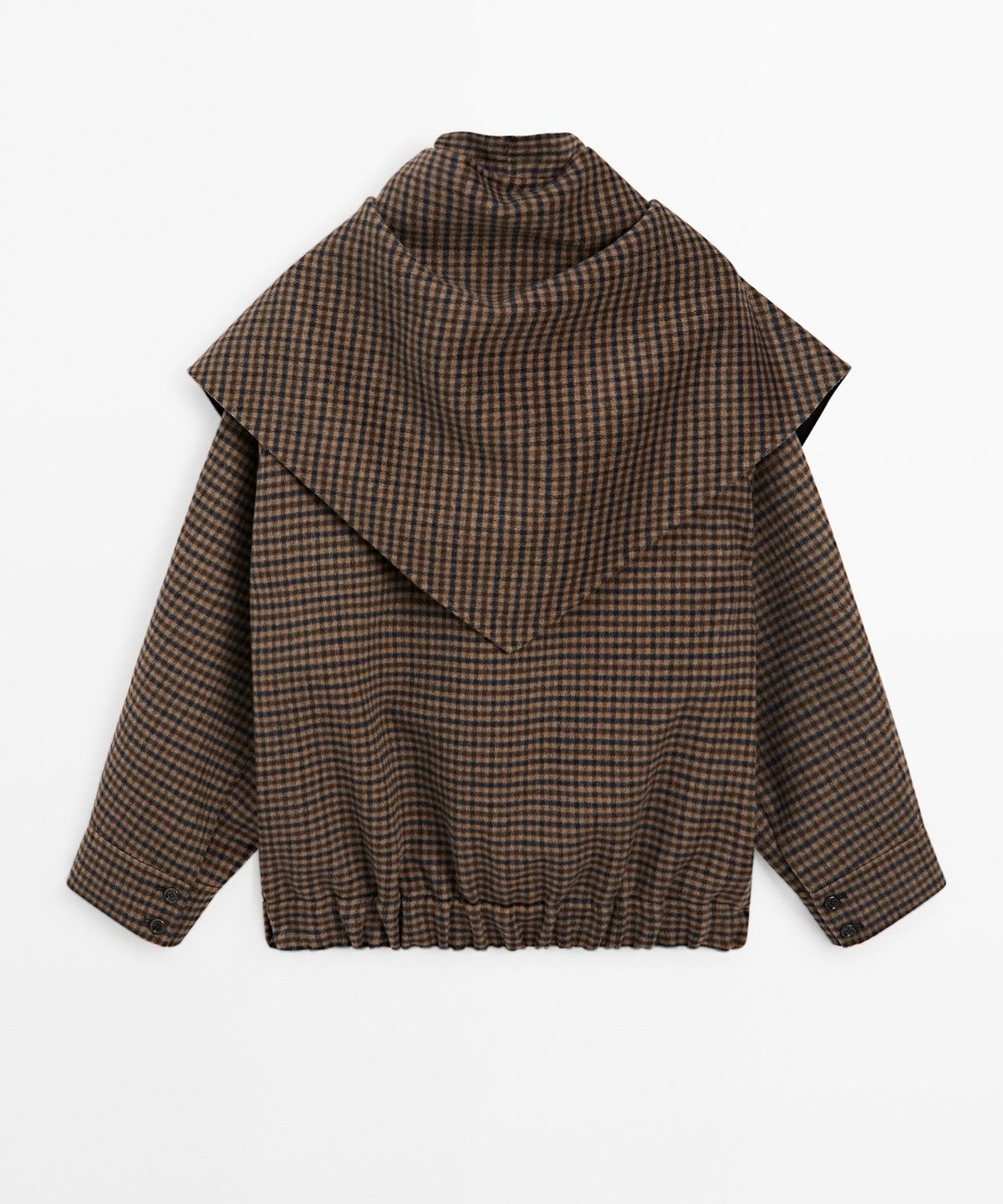 마시모두띠(MASSIMO DUTTI) 탈부착 스카프 깅엄 체크 봄버 자켓