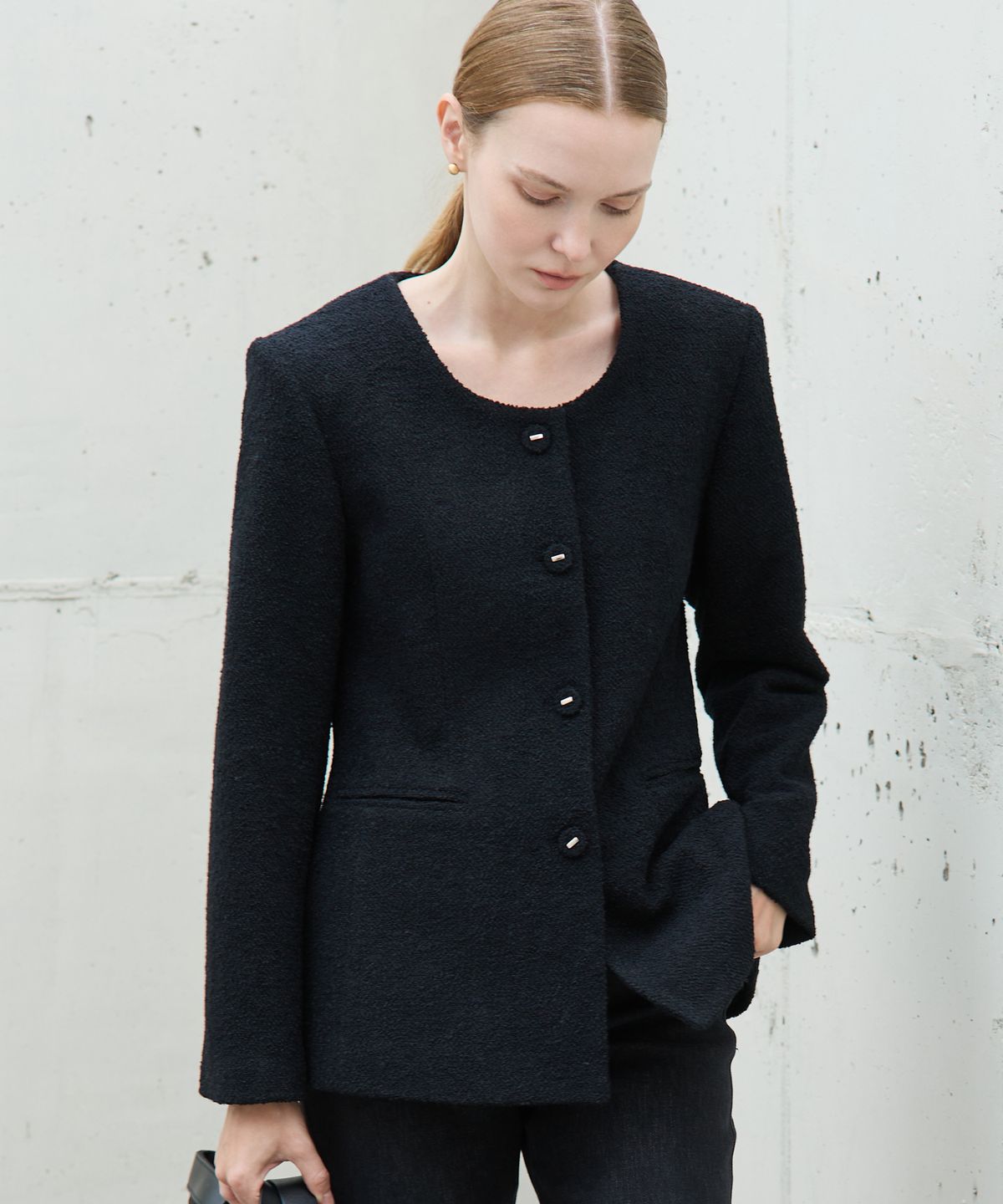누토프(NUTOFFE) Frame Tweed Jacket_Black