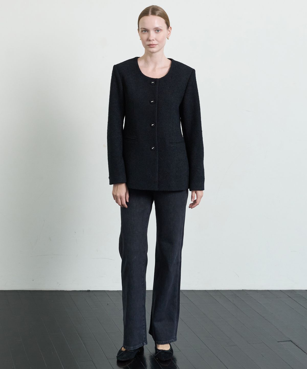 누토프(NUTOFFE) Frame Tweed Jacket_Black