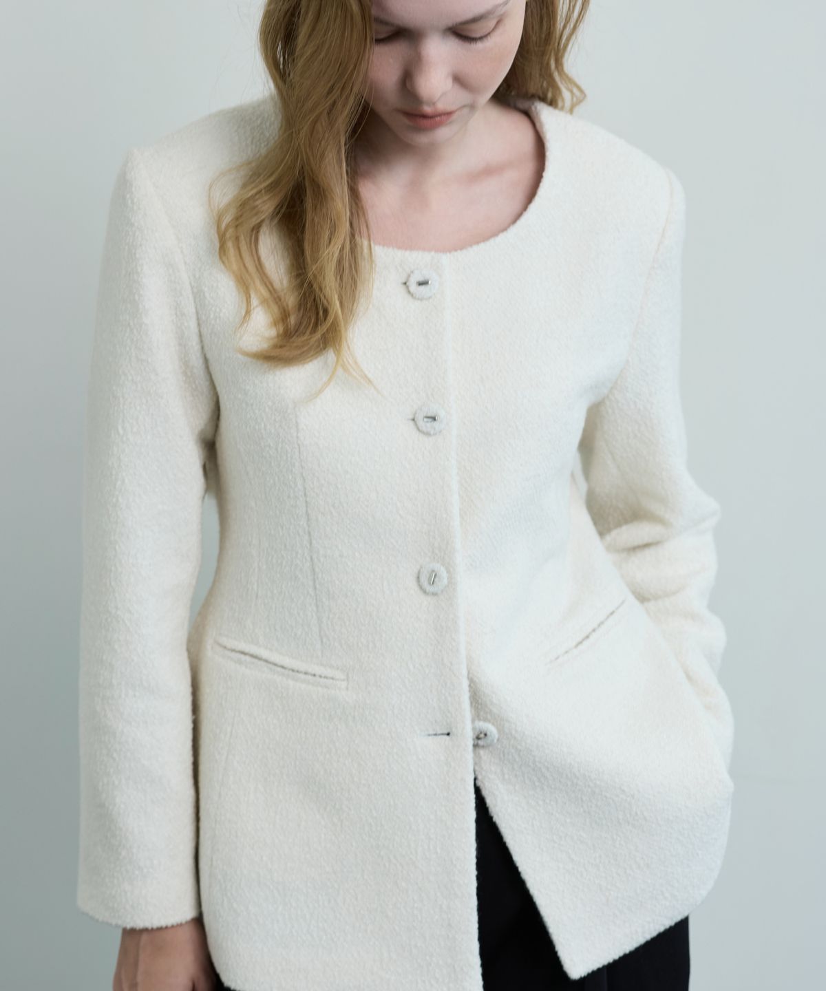누토프(NUTOFFE) Frame Tweed Jacket_Ivory