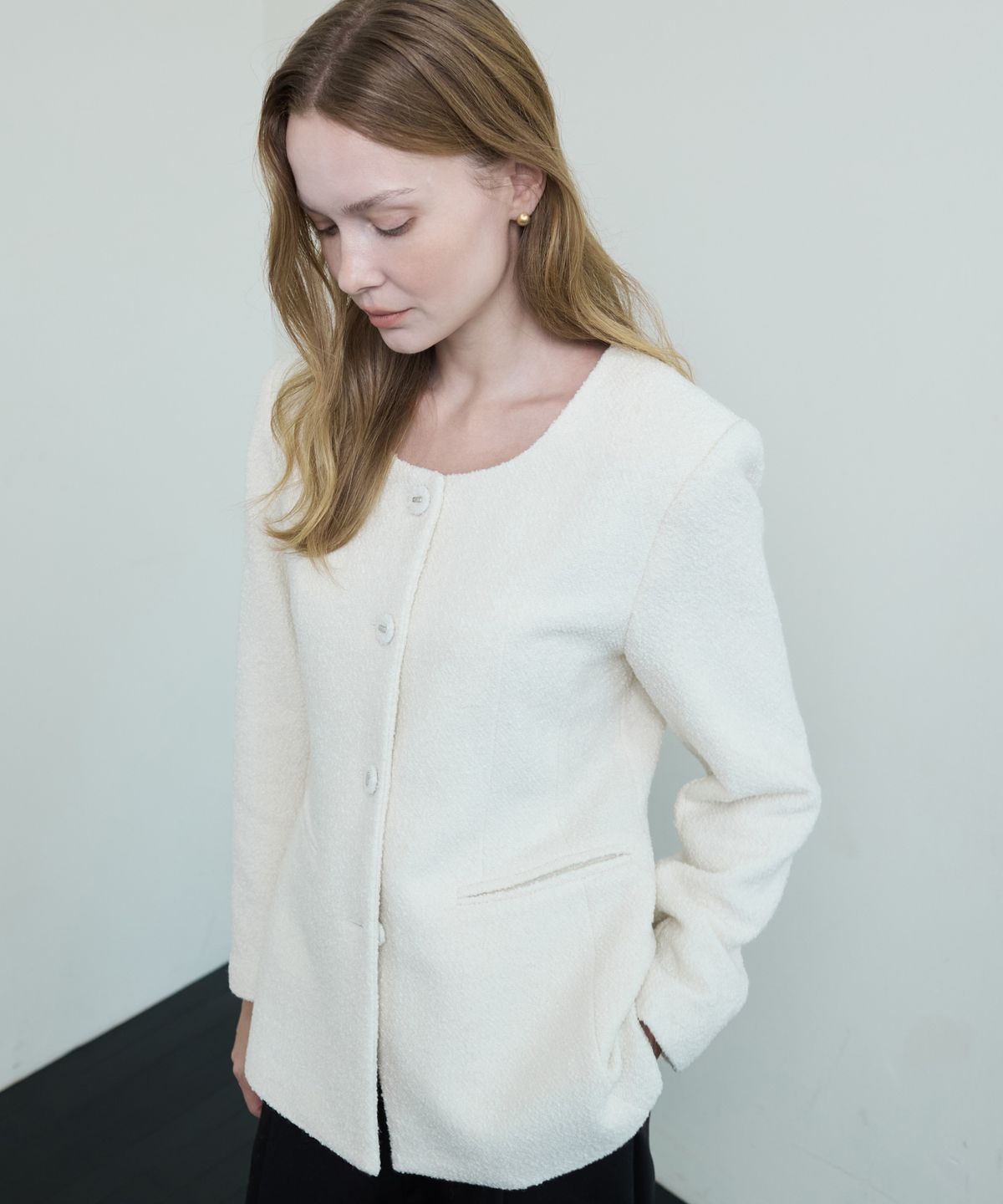 누토프(NUTOFFE) Frame Tweed Jacket_Ivory