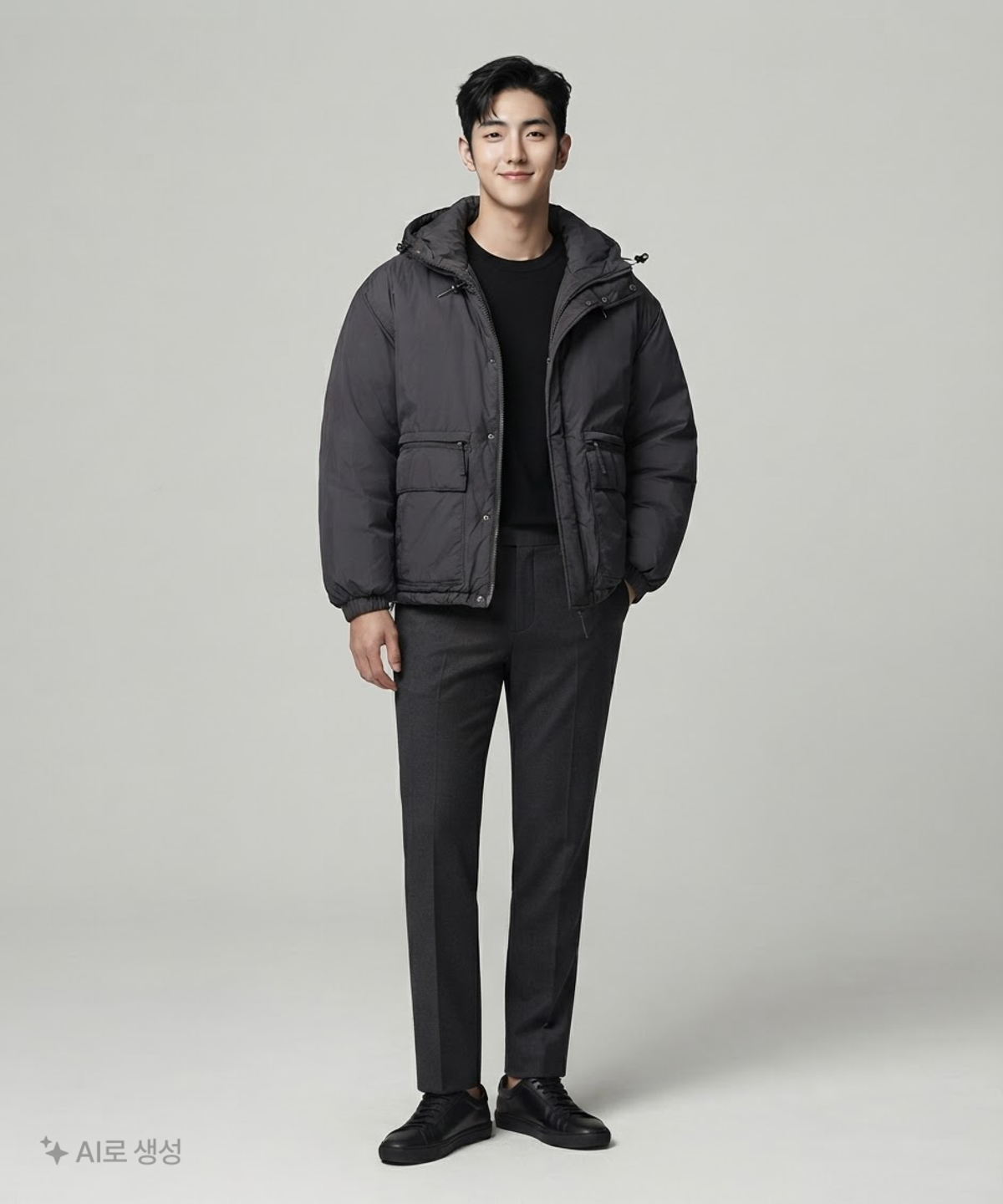 프리즘웍스(FRIZMWORKS) NYLON HOODED PUFFER DOWN PARKA _ BLACK XL