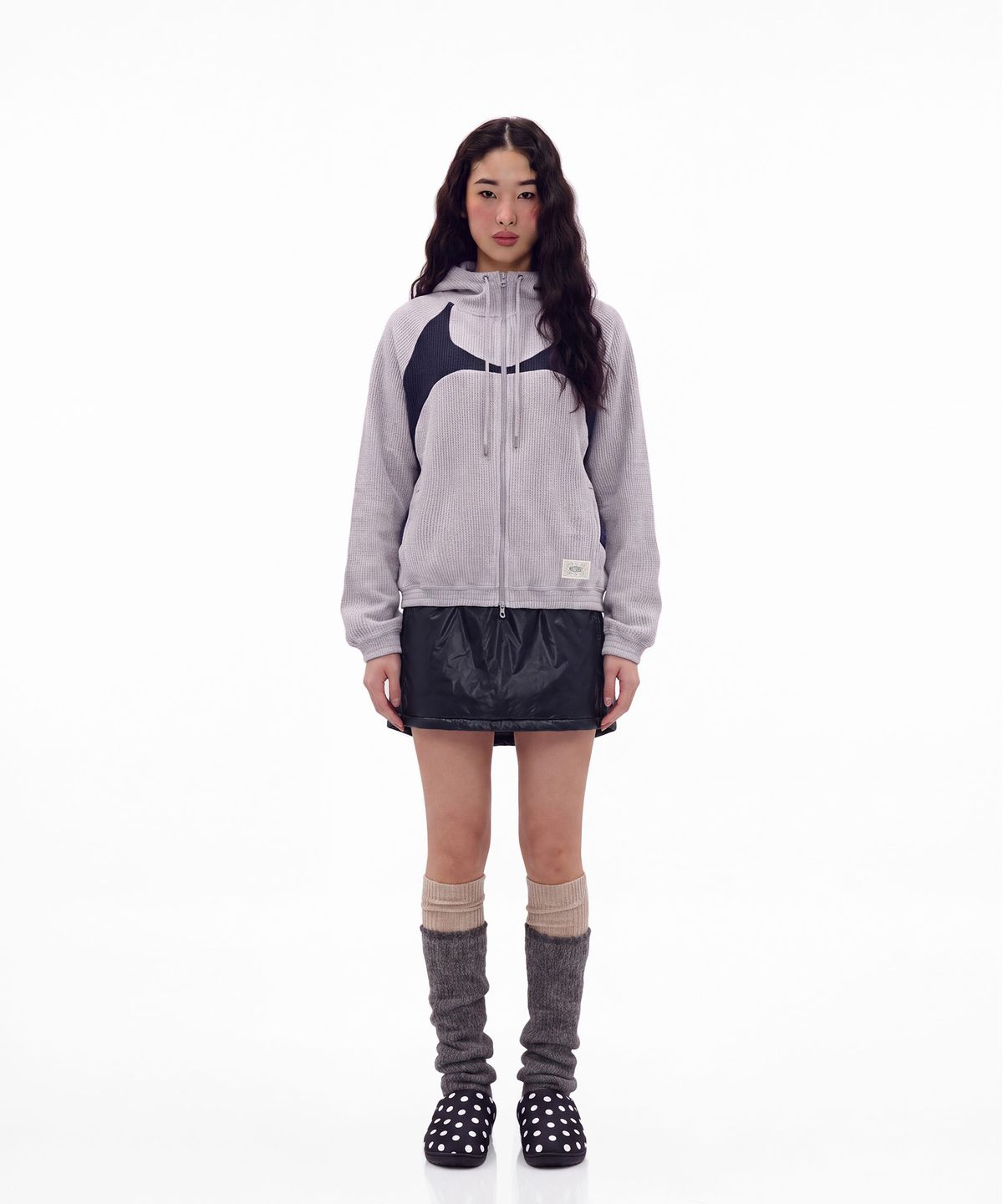 몰트선셋(MOLTSUNSET) Thermal Wave Panel Zip-Up - Melange Gray
