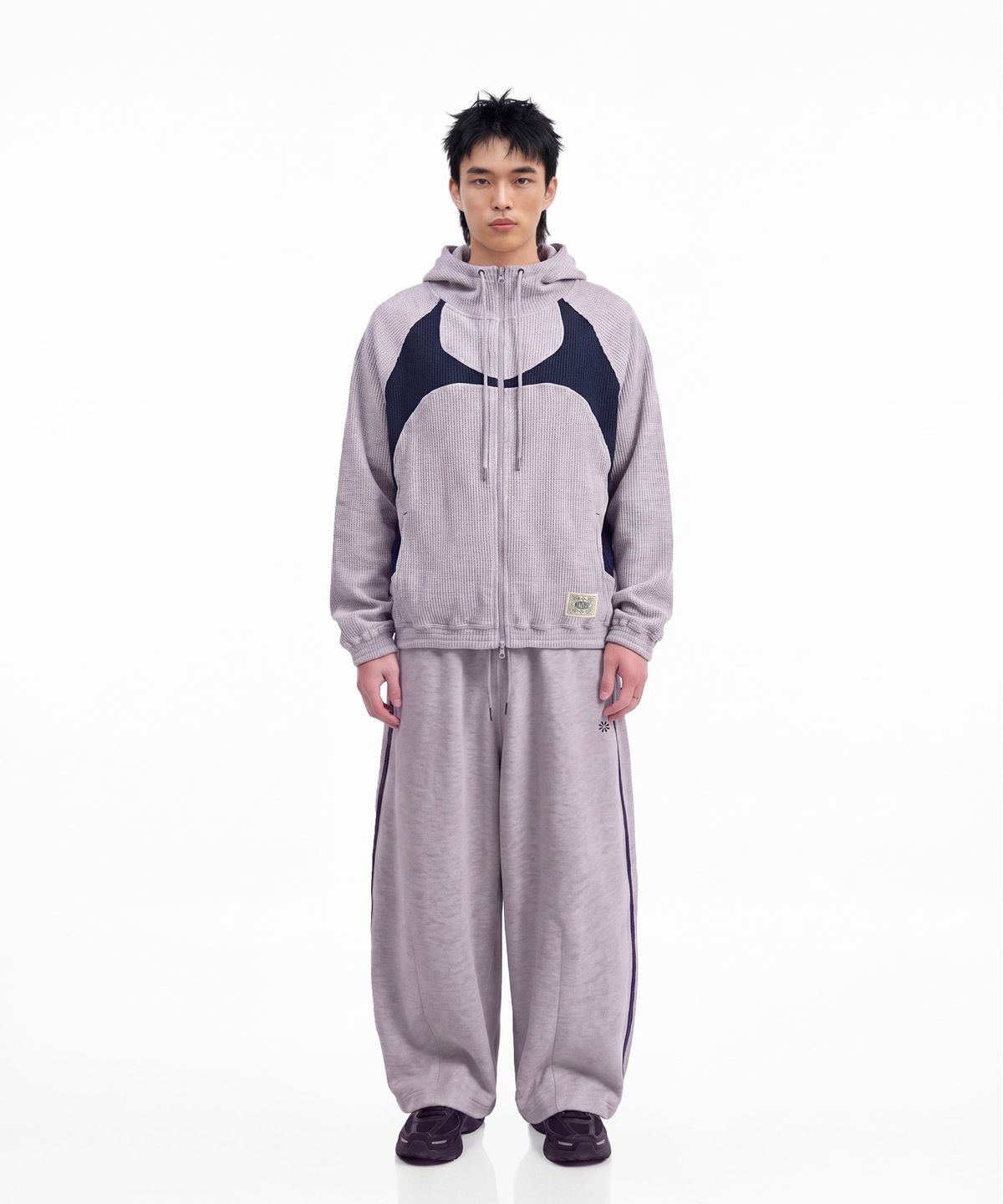 몰트선셋(MOLTSUNSET) Thermal Wave Panel Zip-Up - Melange Gray