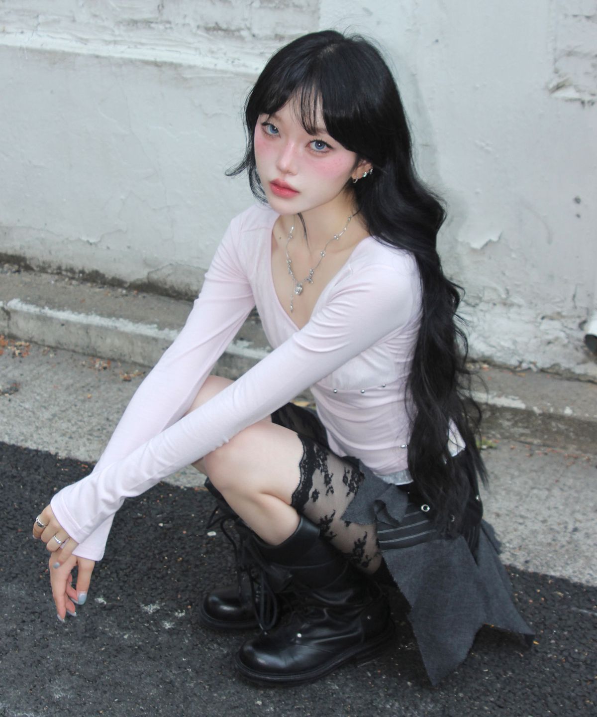 체리퀴리(CHERRYQUIRI) stud moon veil top - pink