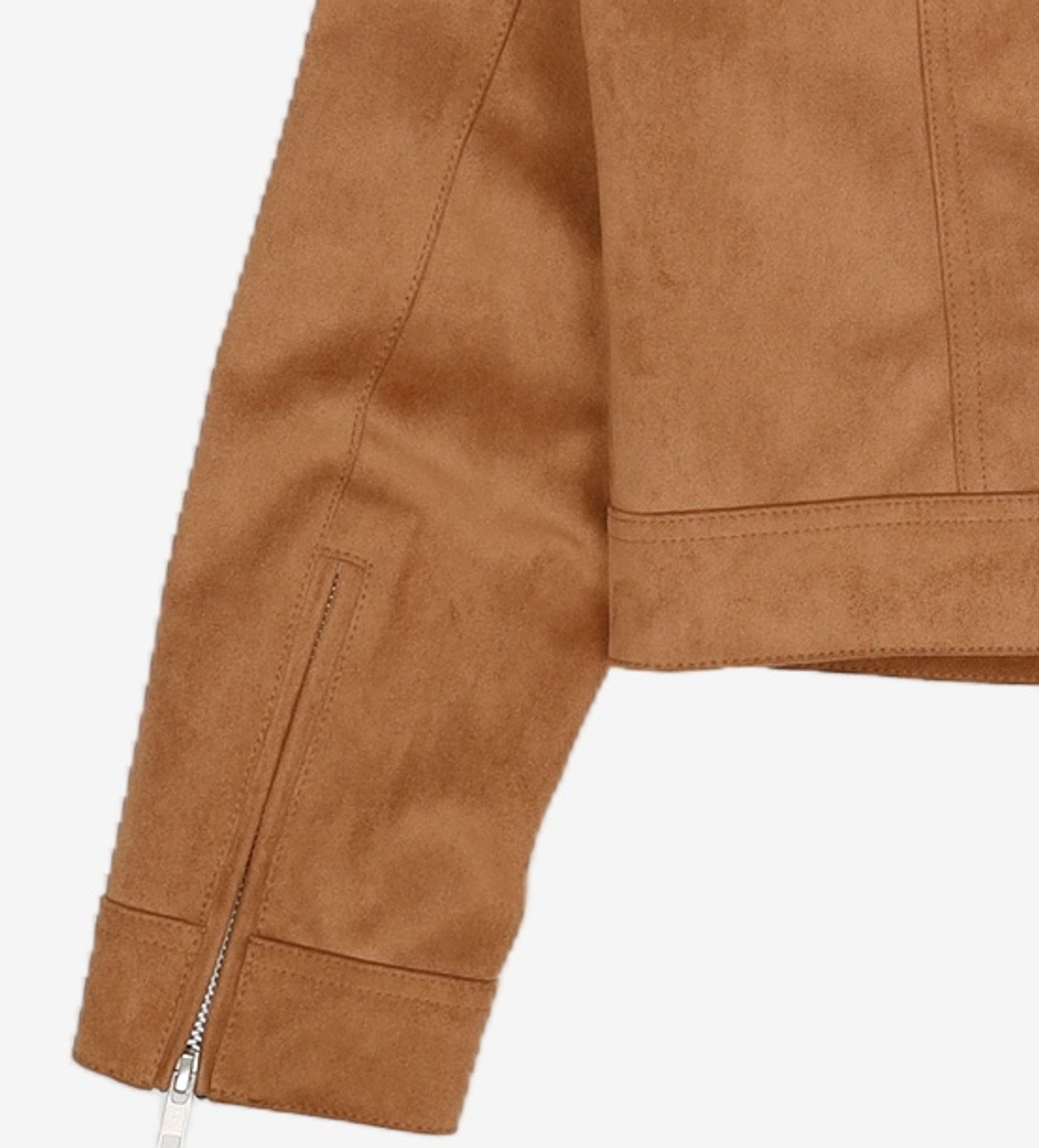 도프셉(DOFFSEPT) Vegan Leather Suede Racer Jacket in Camel XS