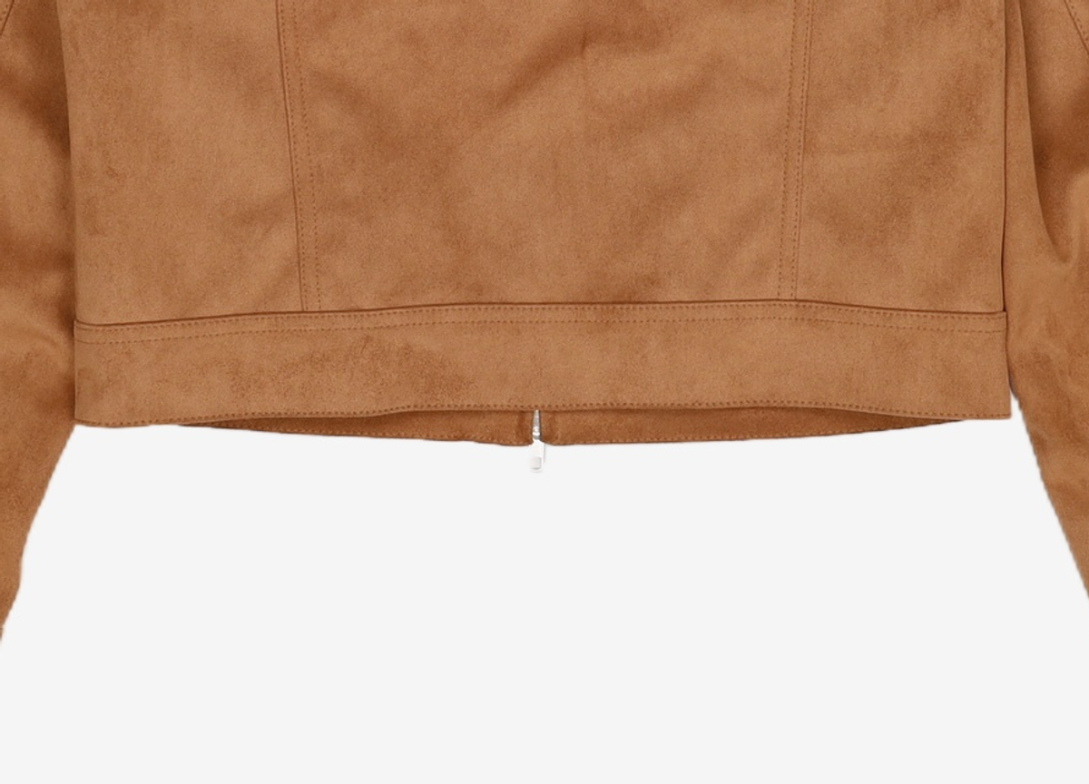 도프셉(DOFFSEPT) Vegan Leather Suede Racer Jacket in Camel XS