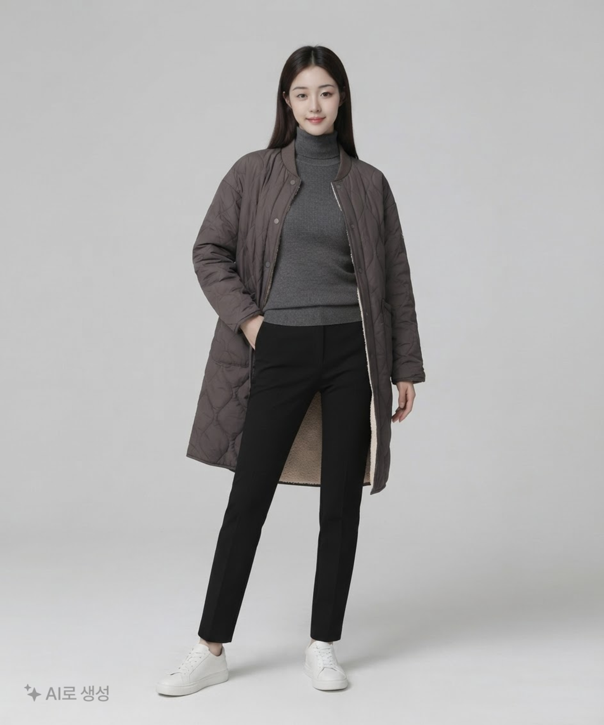 코오롱스포츠(KOLON SPORT) 여성 긴기장 리버시블 재킷 #키퍼 롱 리버시블 자켓 90