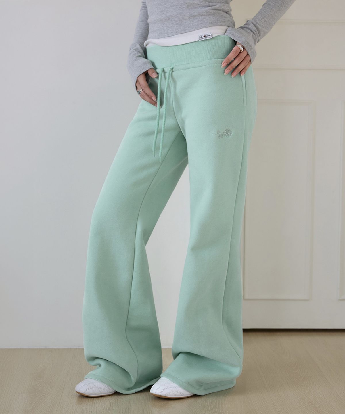 로제프란츠(ROSEFRANTZ) Wide Waistband Fleece Bootcut Pants [Mint]